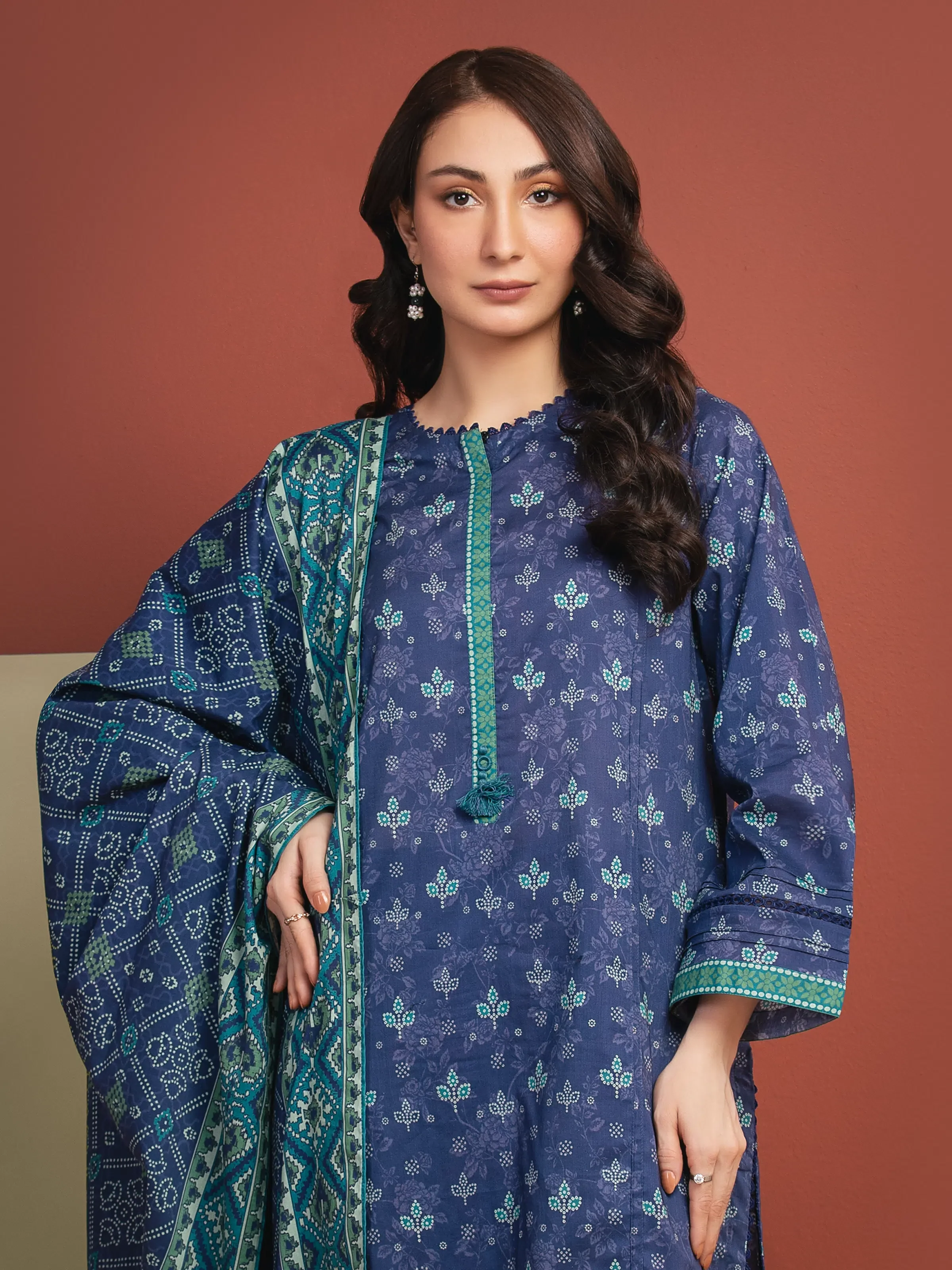 Printed Lawn Suit - EWU5A1-35321-3P - Image 2
