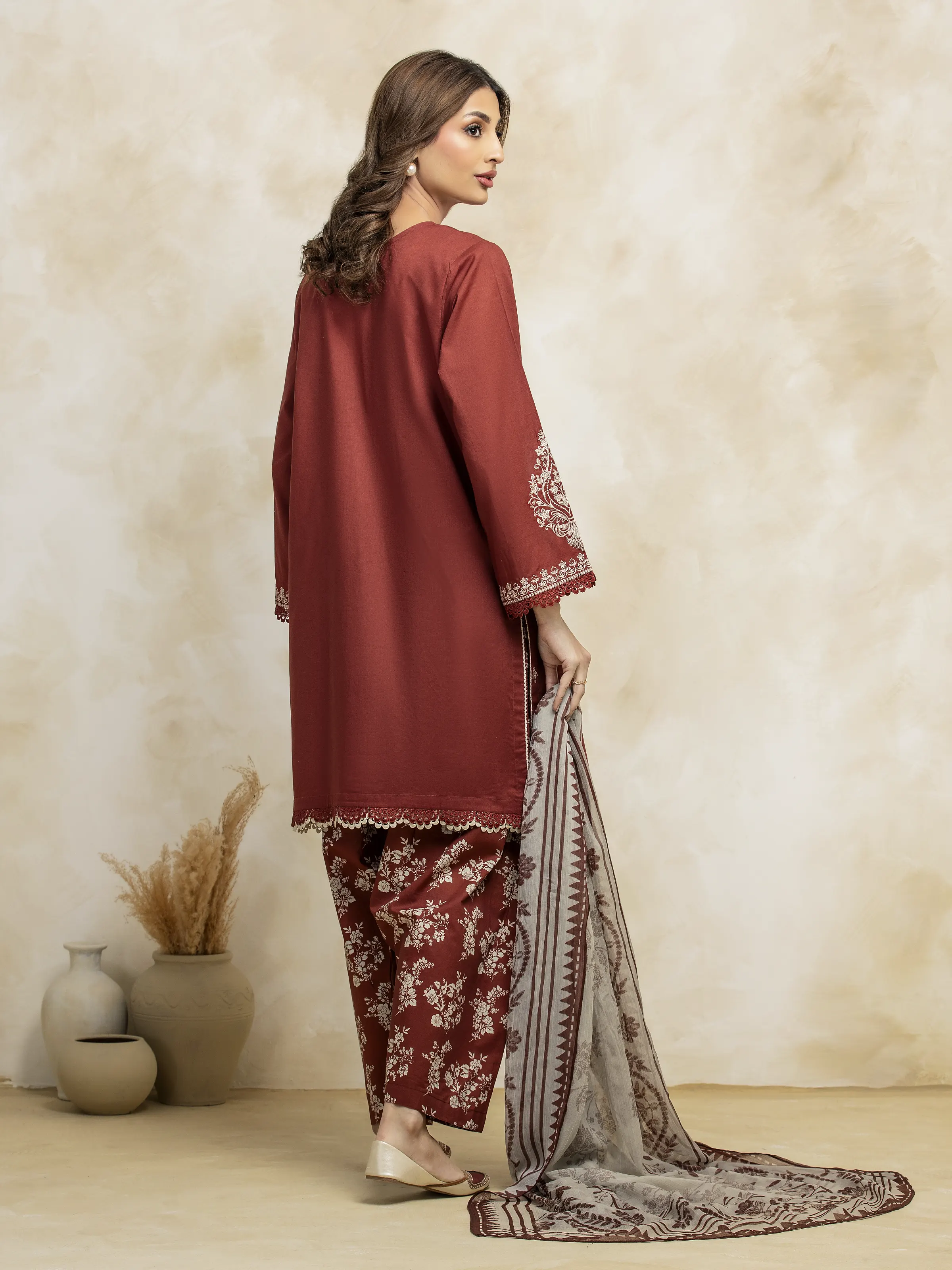 Embroidered Cambric Suit - EWU5V2-31037-3P - Image 2