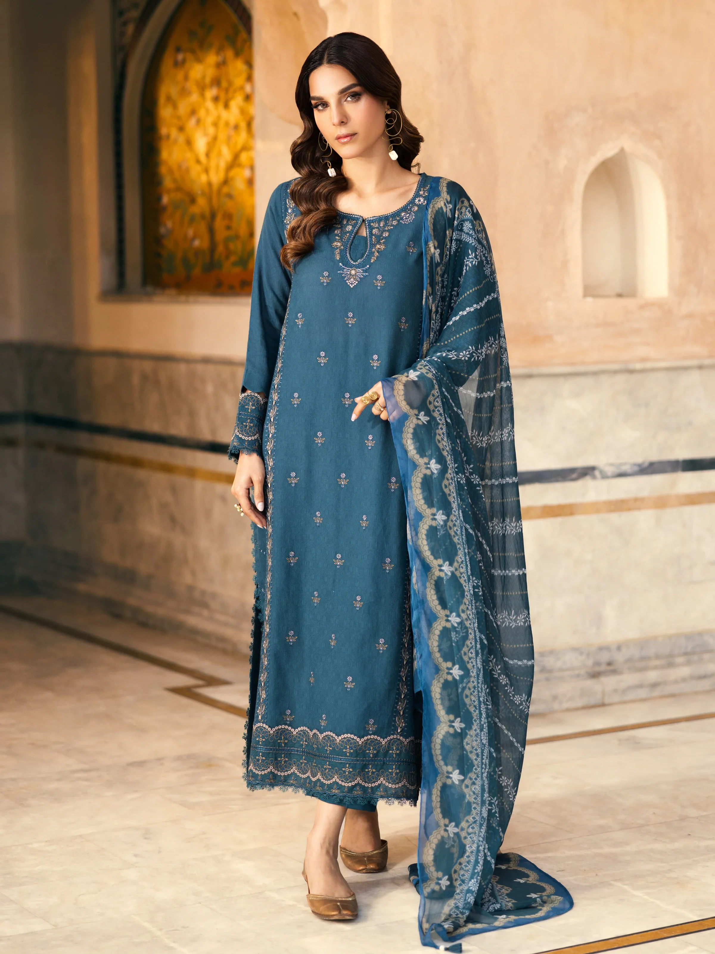 Embroidered Dobby Suit - EWU5V7-30264-3P