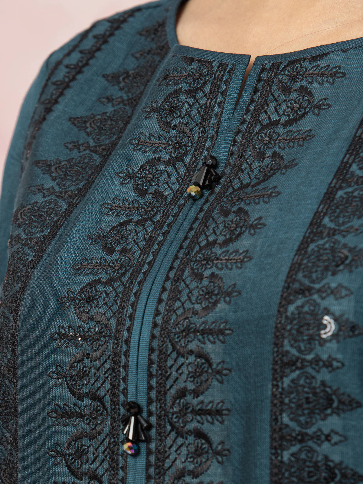 Embroidered Net Shirt Trouser - EWU22V15-25080ST - Image 3