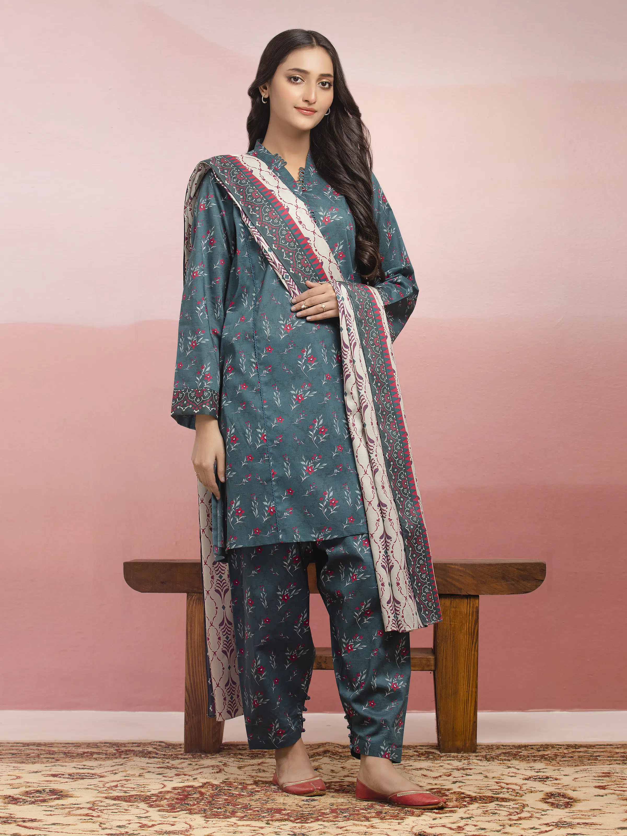 Printed Lawn Suit - EWU5A1-35124-3P - Image 3