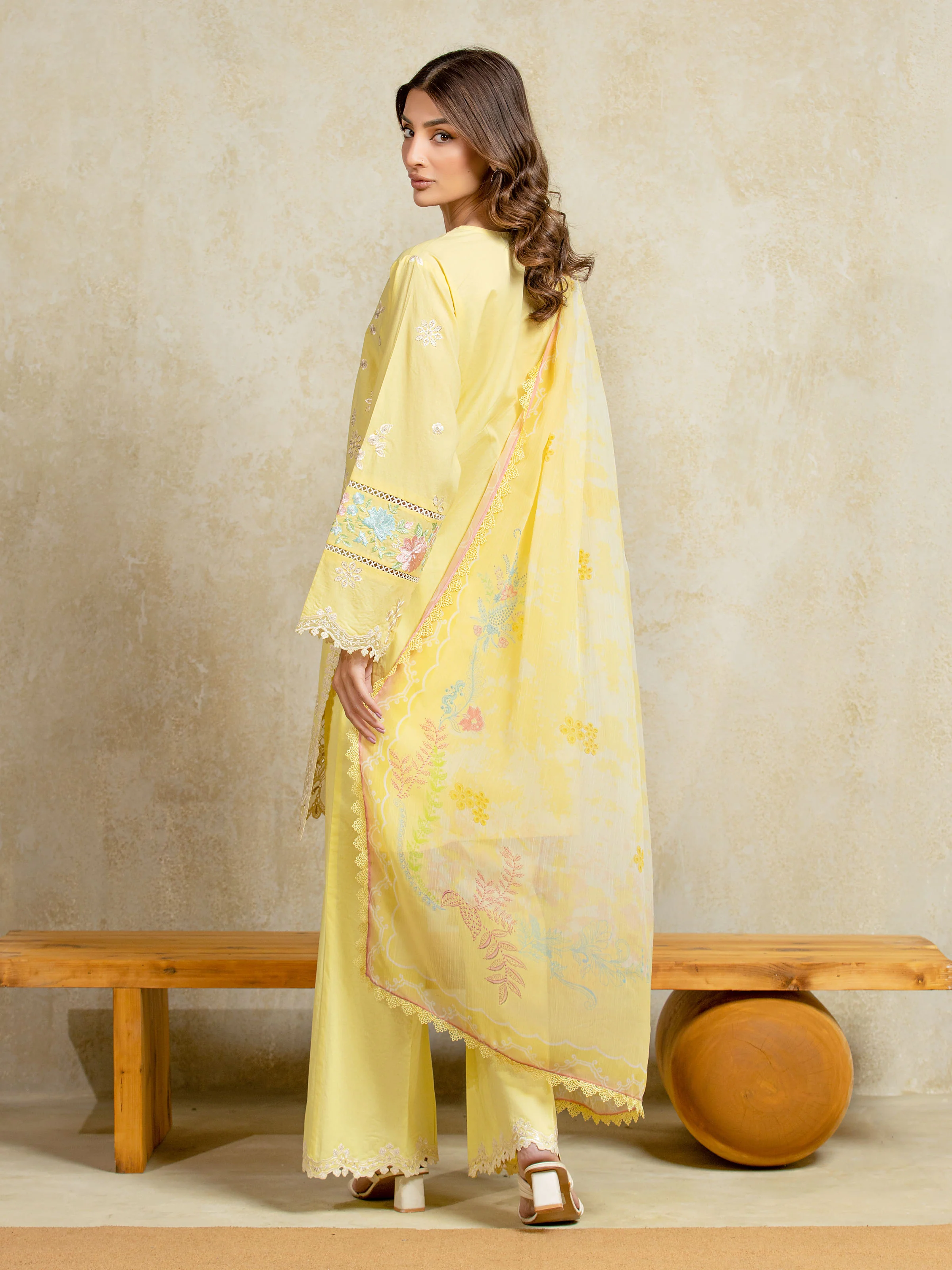 Embroidered Cambric Suit - EWU5V2-31802-3P - Image 6