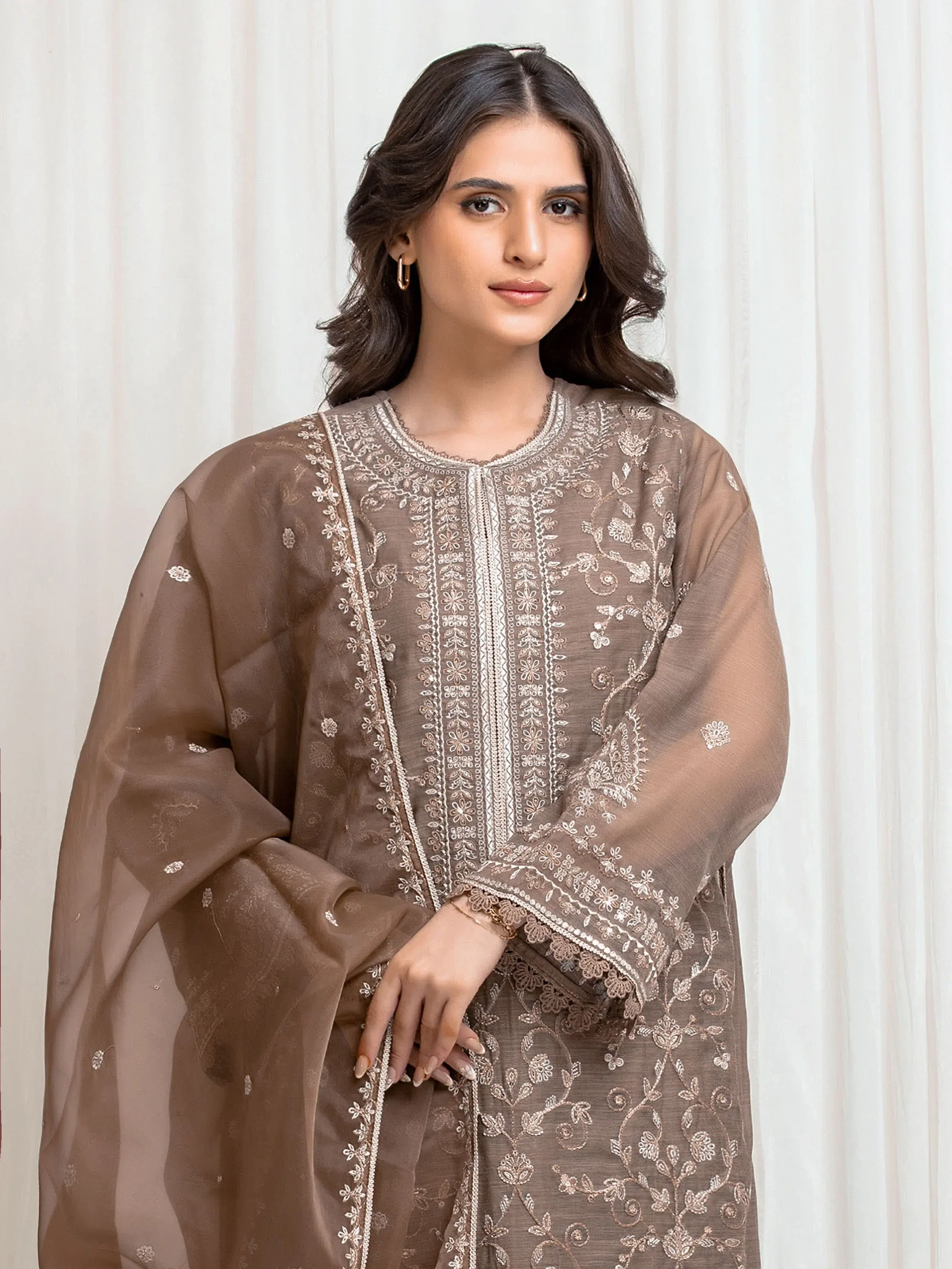 Embroidered Chanderi Suit - EWU6V6-30075-3P - Image 2
