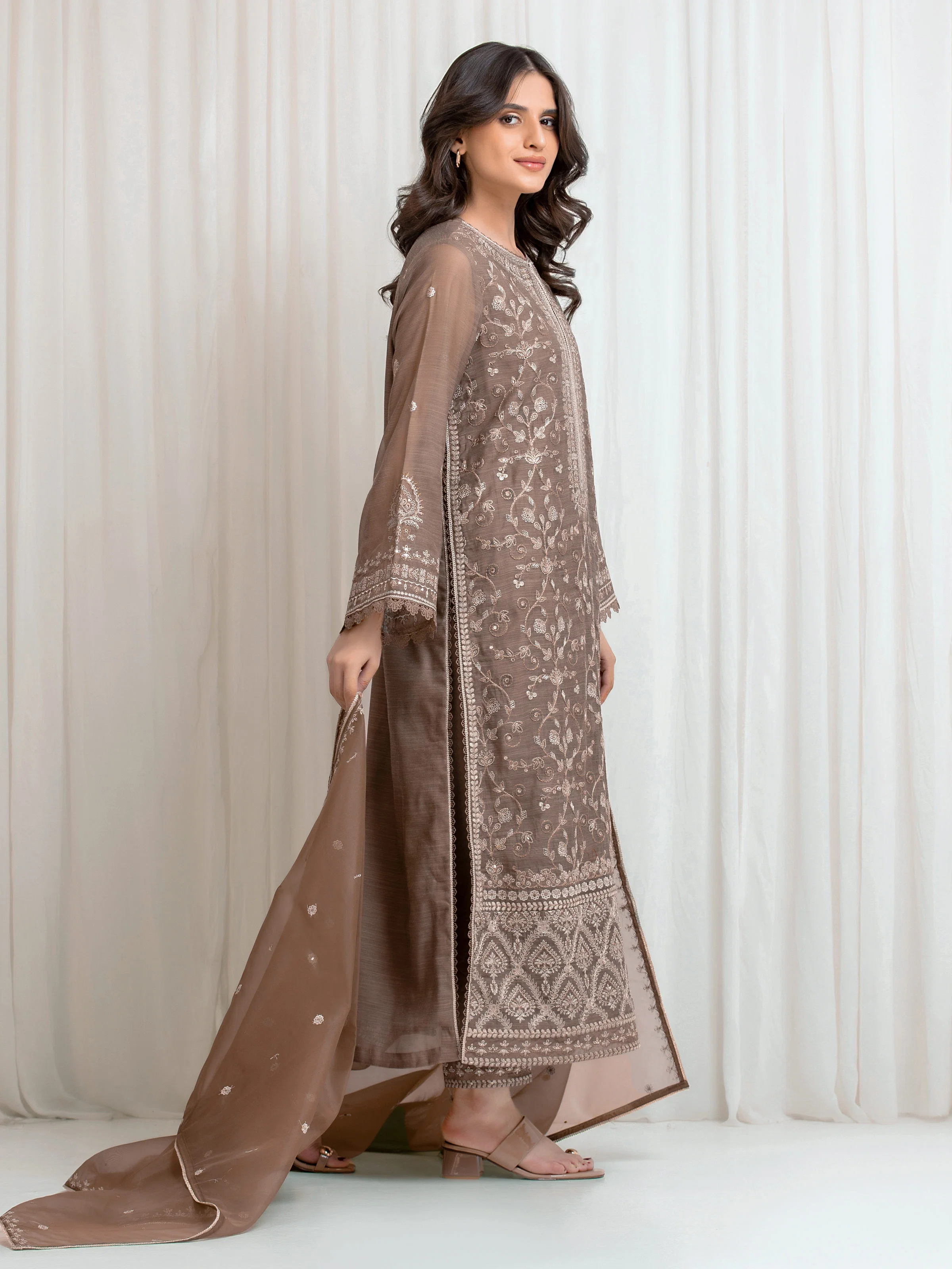 Embroidered Chanderi Suit - EWU6V6-30075-3P - Image 4