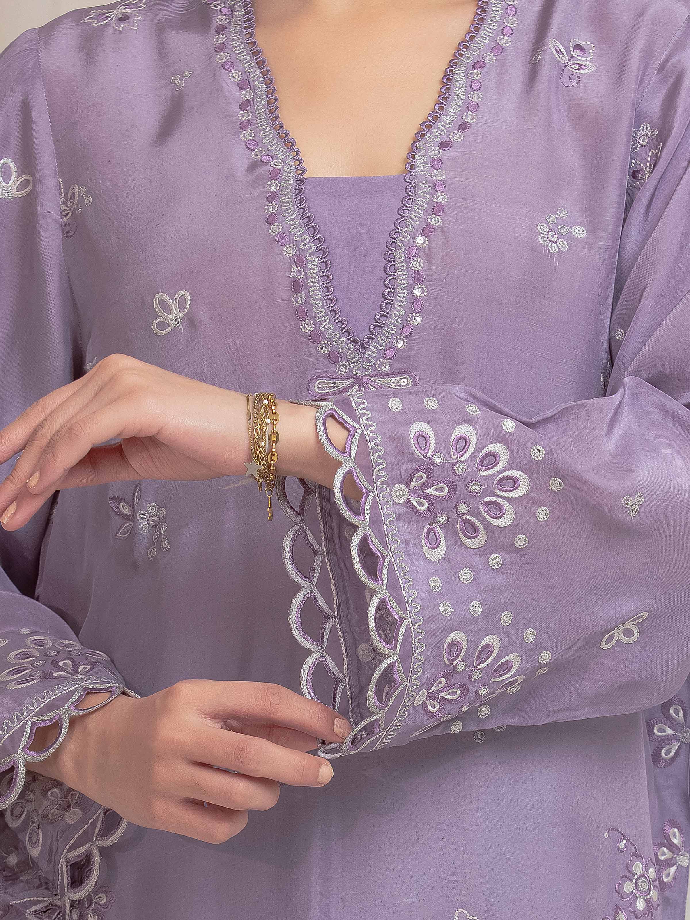 Embroidered Silk Suit - EWU6V24-32100-3P - Image 4