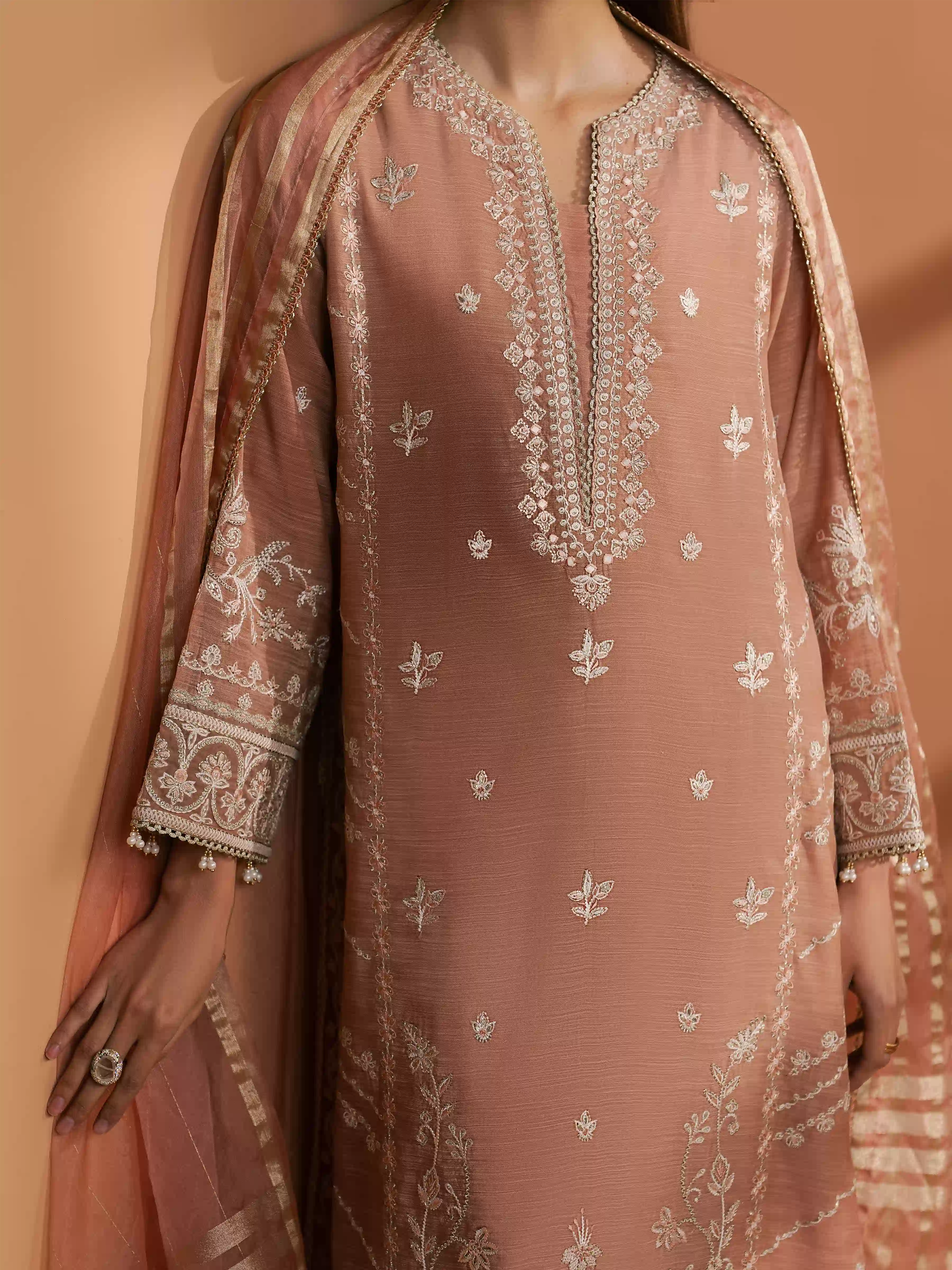 Embroidered Munar Suit - EWU6V21-32060-3P - Image 3