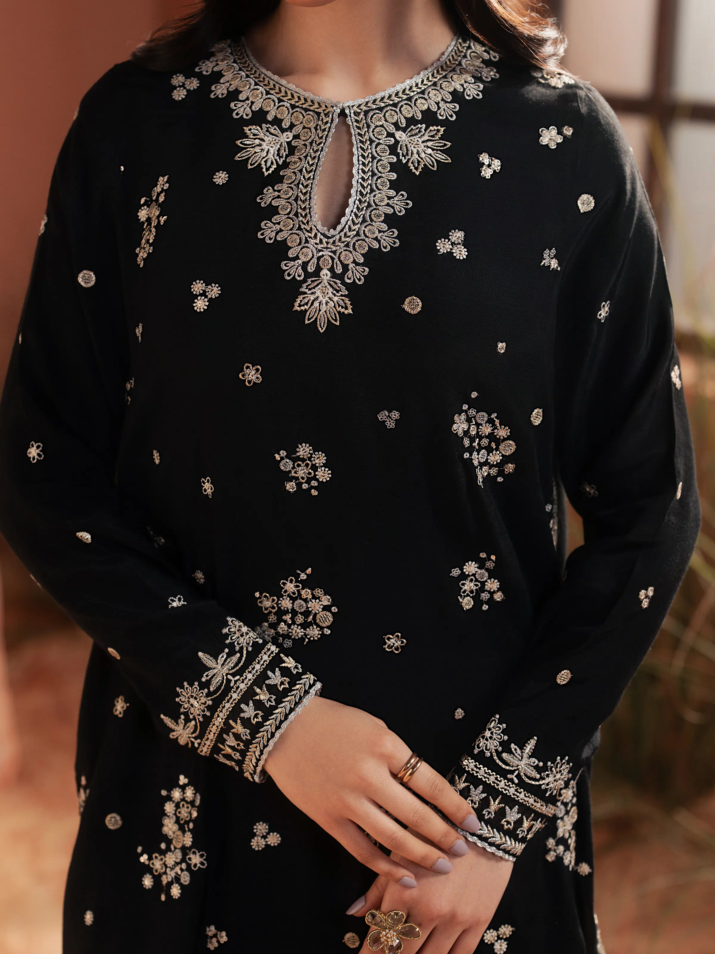 Embroidered Silk Suit - EWU6V16-32099-3P - Image 3