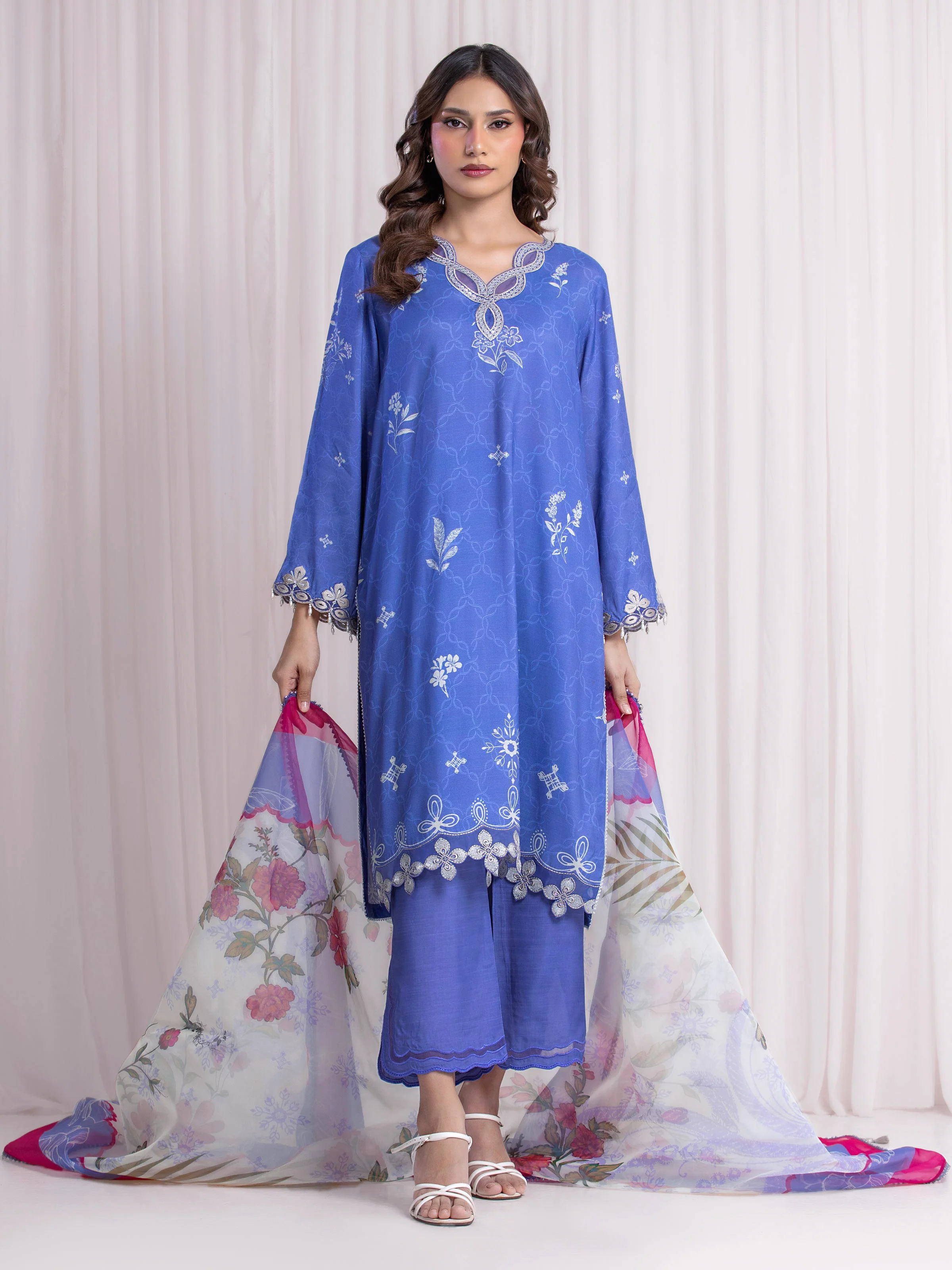 Embroidered Silk Suit - EWU6V16-33530-3P