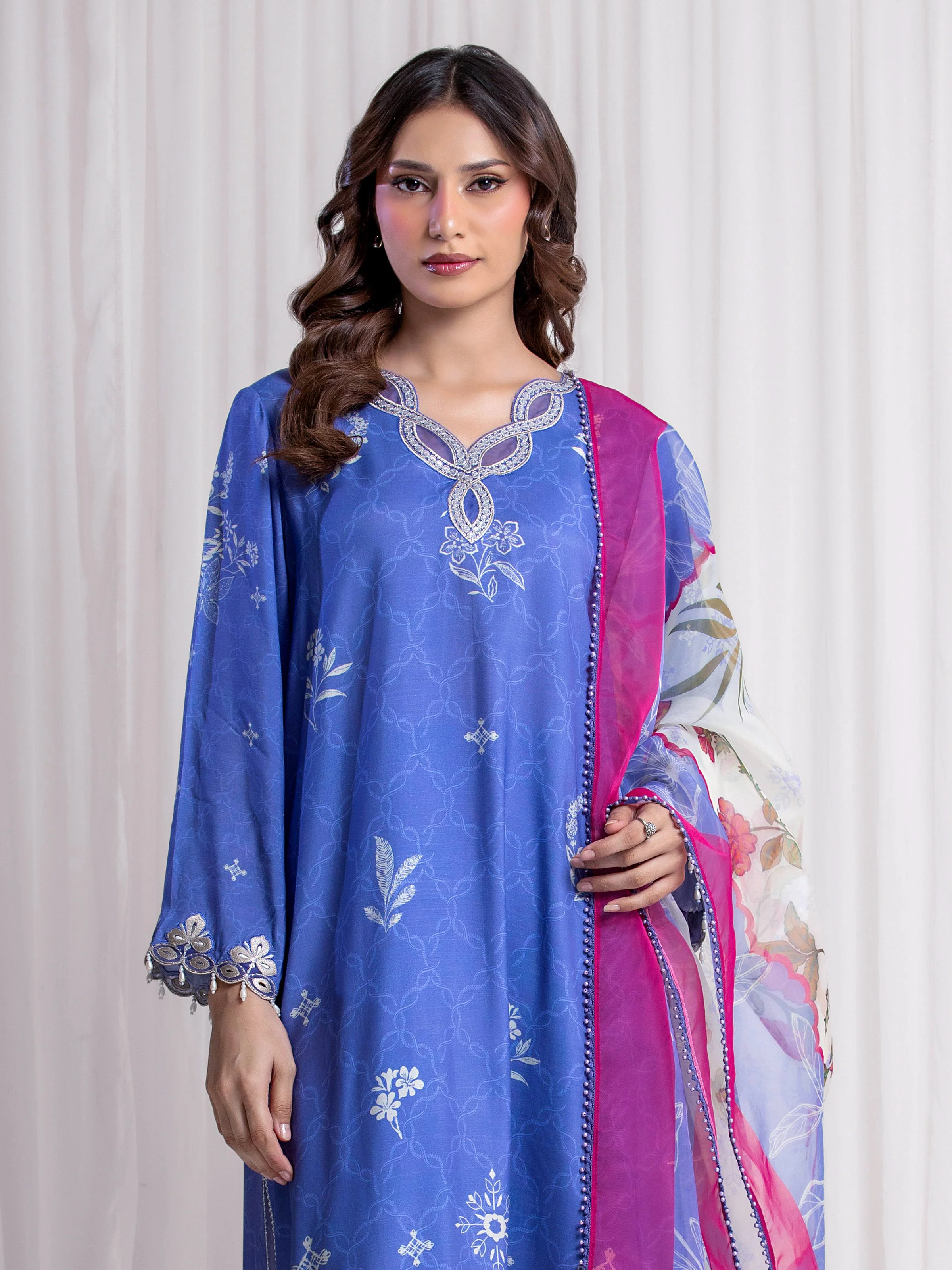Embroidered Silk Suit - EWU6V16-33530-3P - Image 2