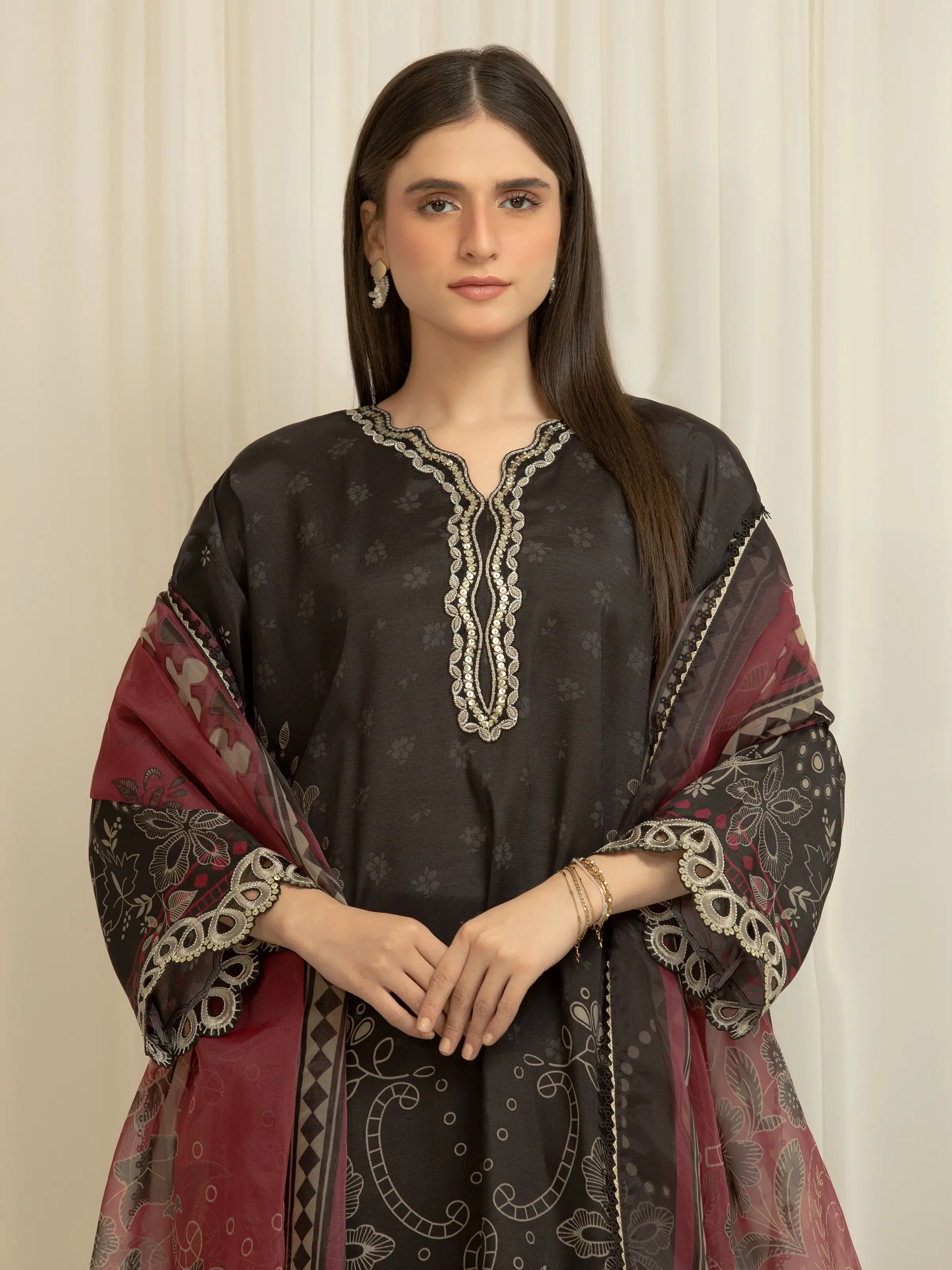 Embroidered Silk Suit - EWU6V16-33535-3P - Image 2