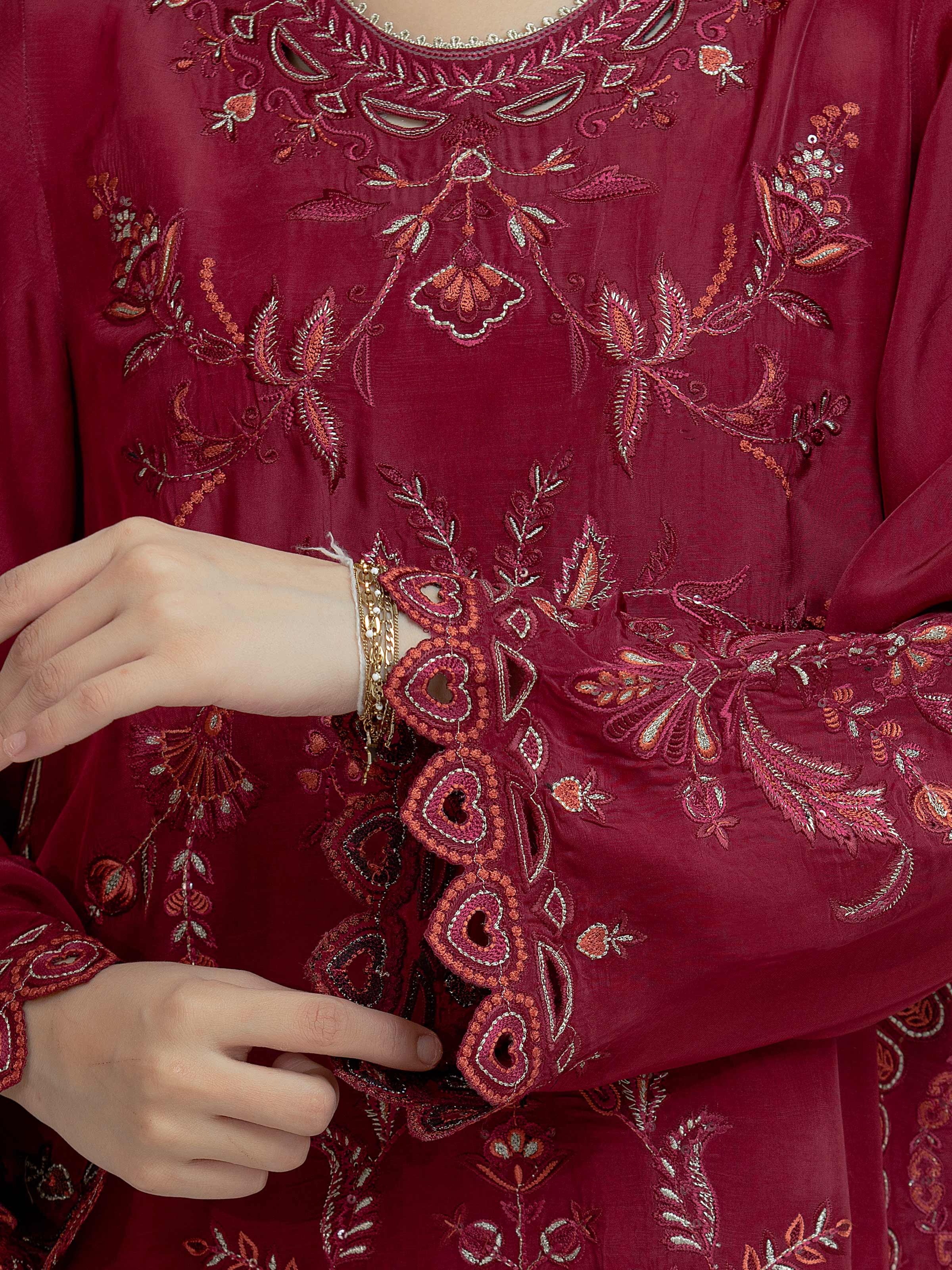 Embroidered Silk Suit - EWU6V24-32102-3P - Image 4