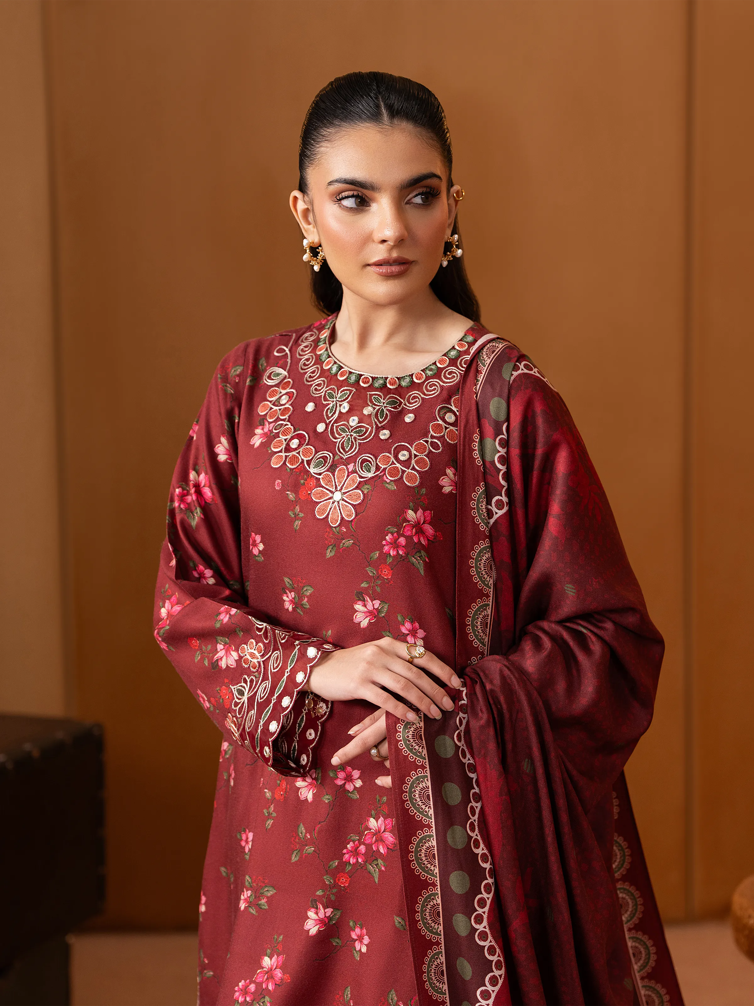 Embroidered Twill Viscose Suit - EWU5V20-32080-3P - Image 2