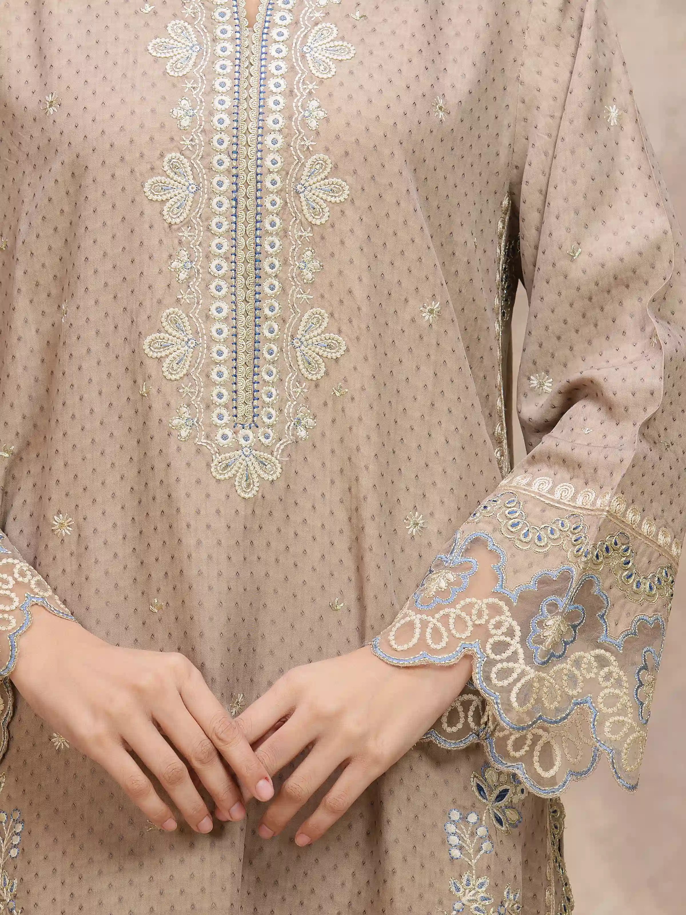 Embroidered Viscose Suit - EWU5V19-32029-3P - Image 3
