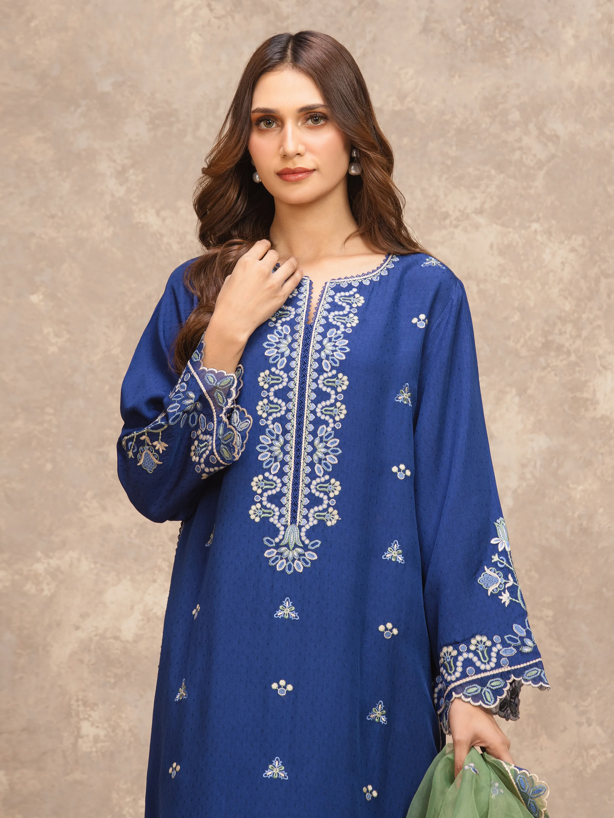 Embroidered Viscose Suit - EWU5V19-32033-3P - Image 2