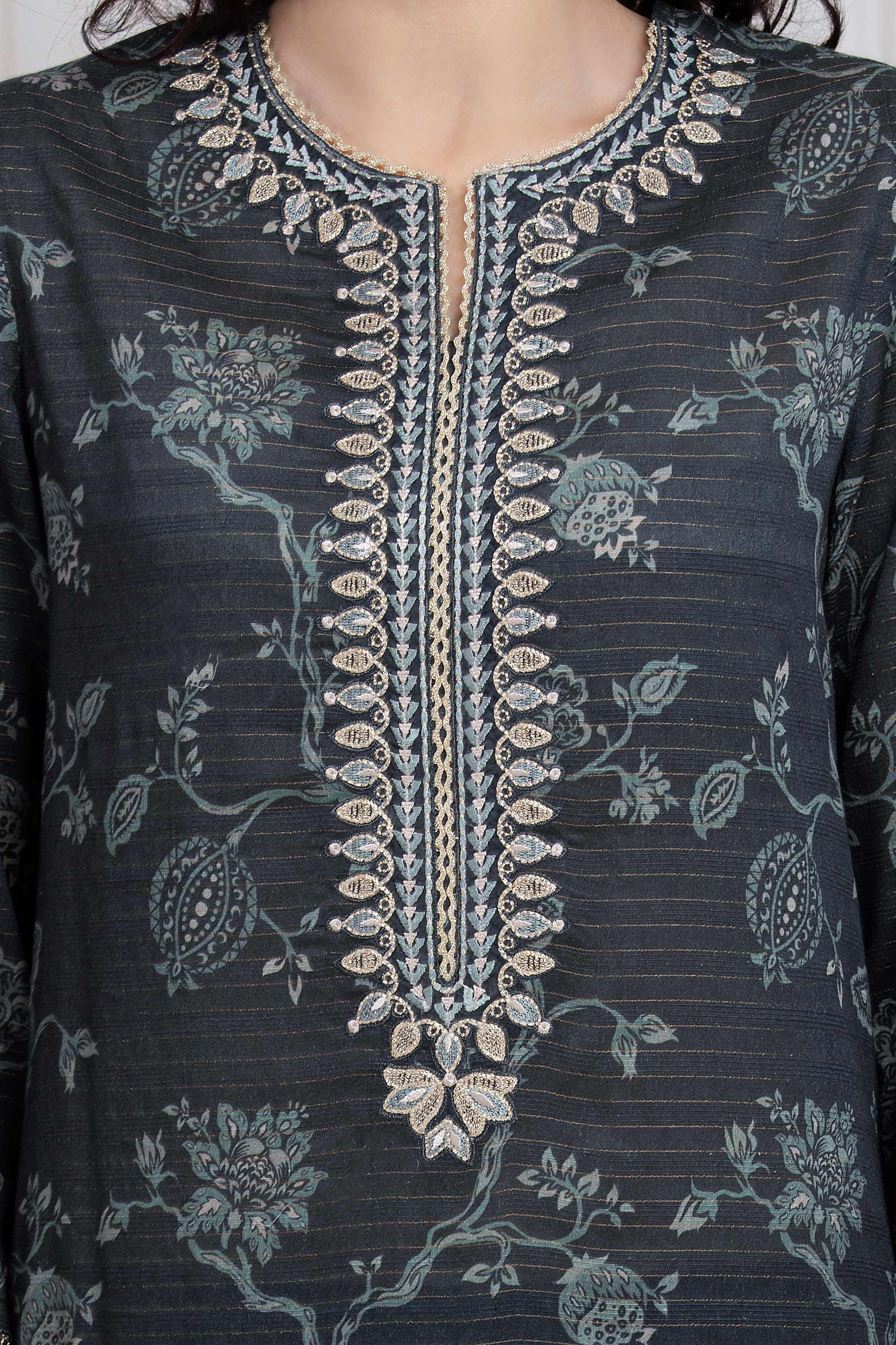 Embroidered Zari Lawn Suit - EWU6V23-33402-3P - Image 3