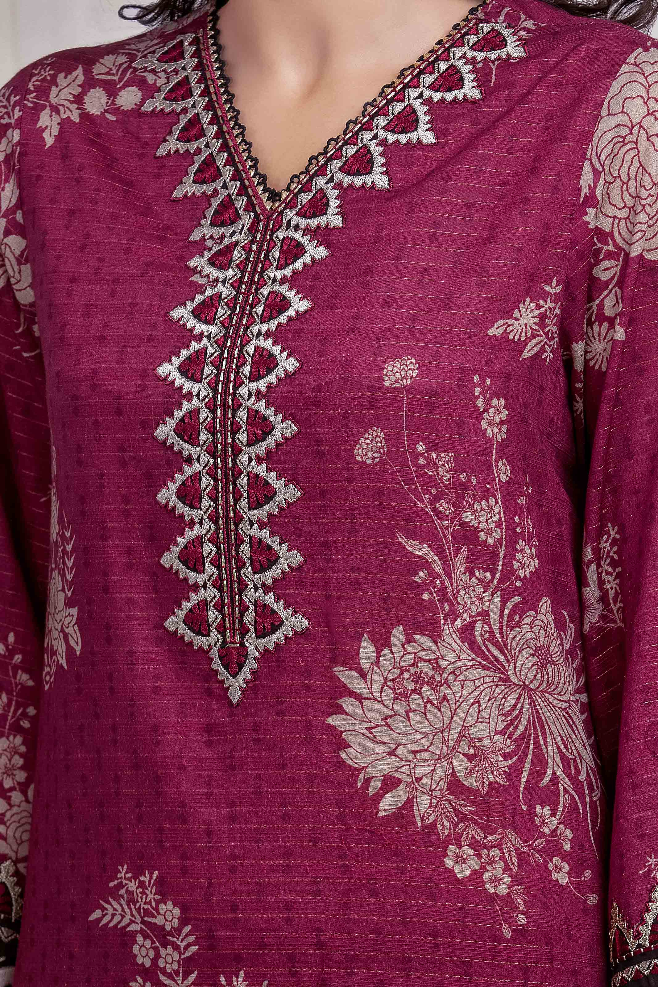 Embroidered Zari Lawn Suit - EWU6V23-33407-3P - Image 2