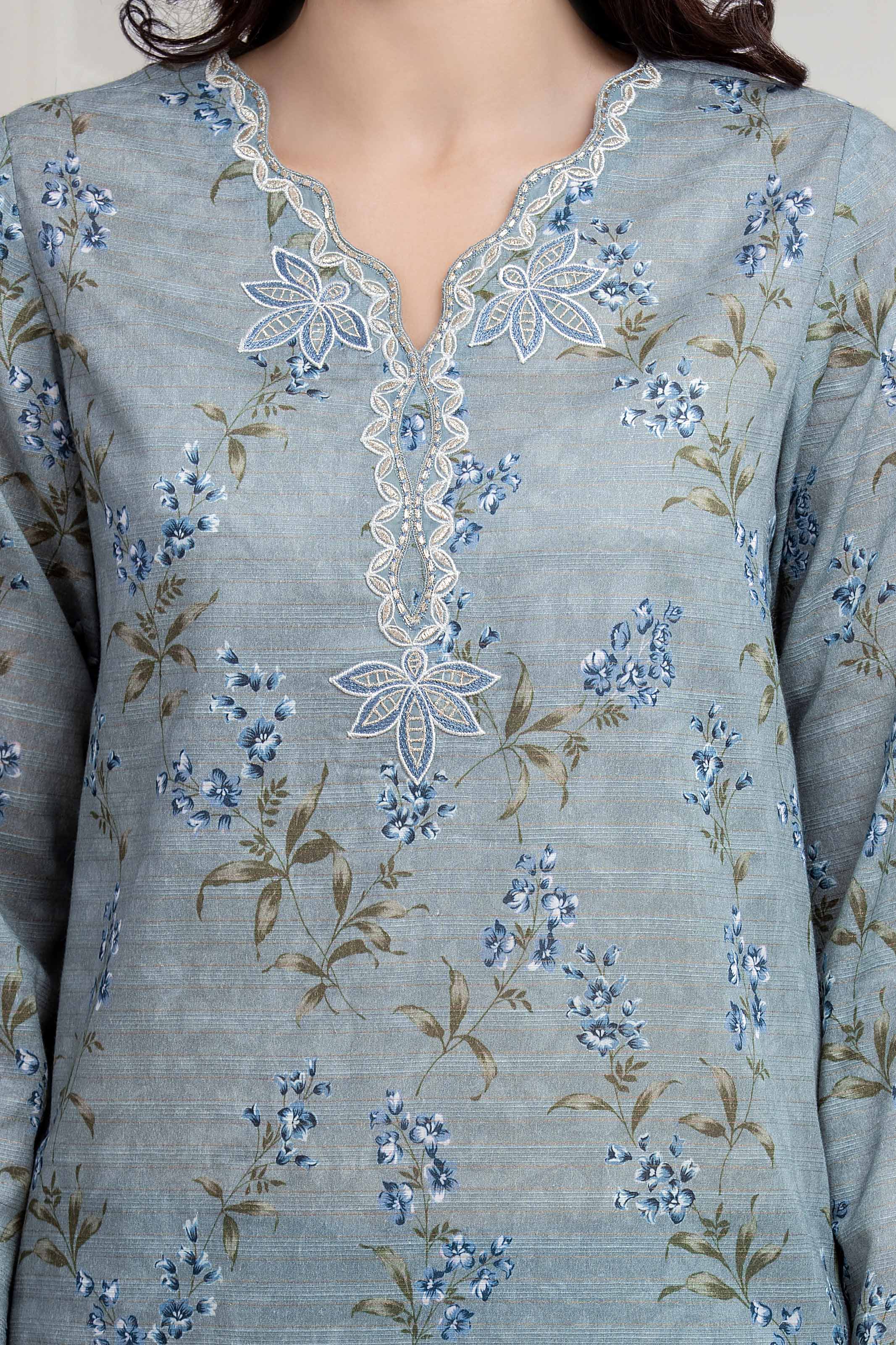 Embroidered Zari Lawn Suit - EWU6V23-33420-3P - Image 3