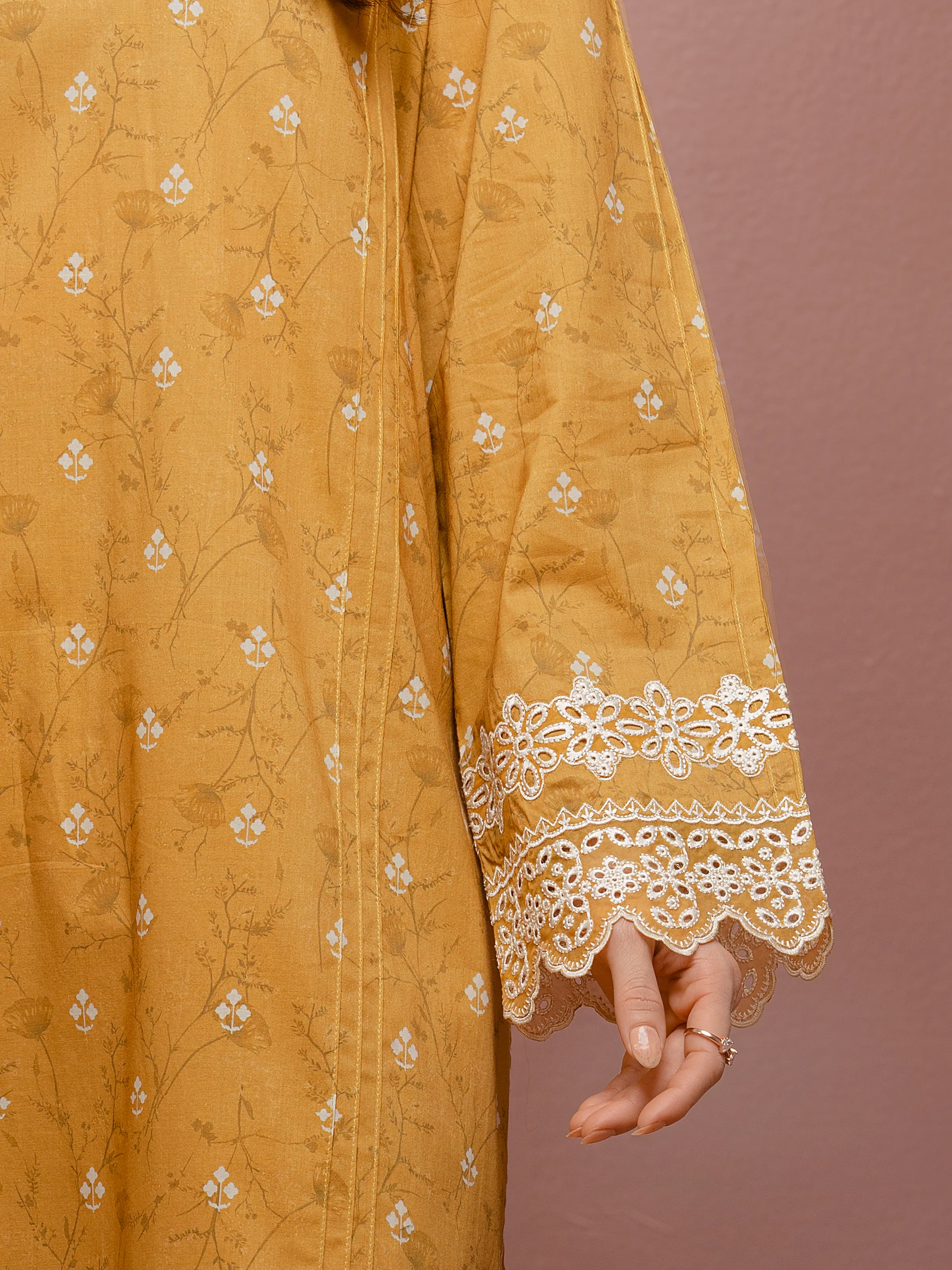 Embroidered Cambric Suit - EWU5V2-31077-3P - Image 4