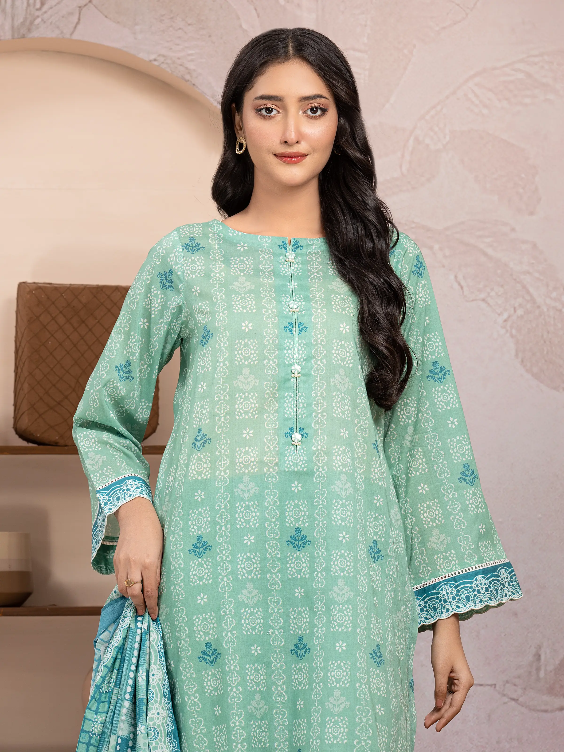 Printed Lawn Suit - EWU5A1-35210-3P - Image 3