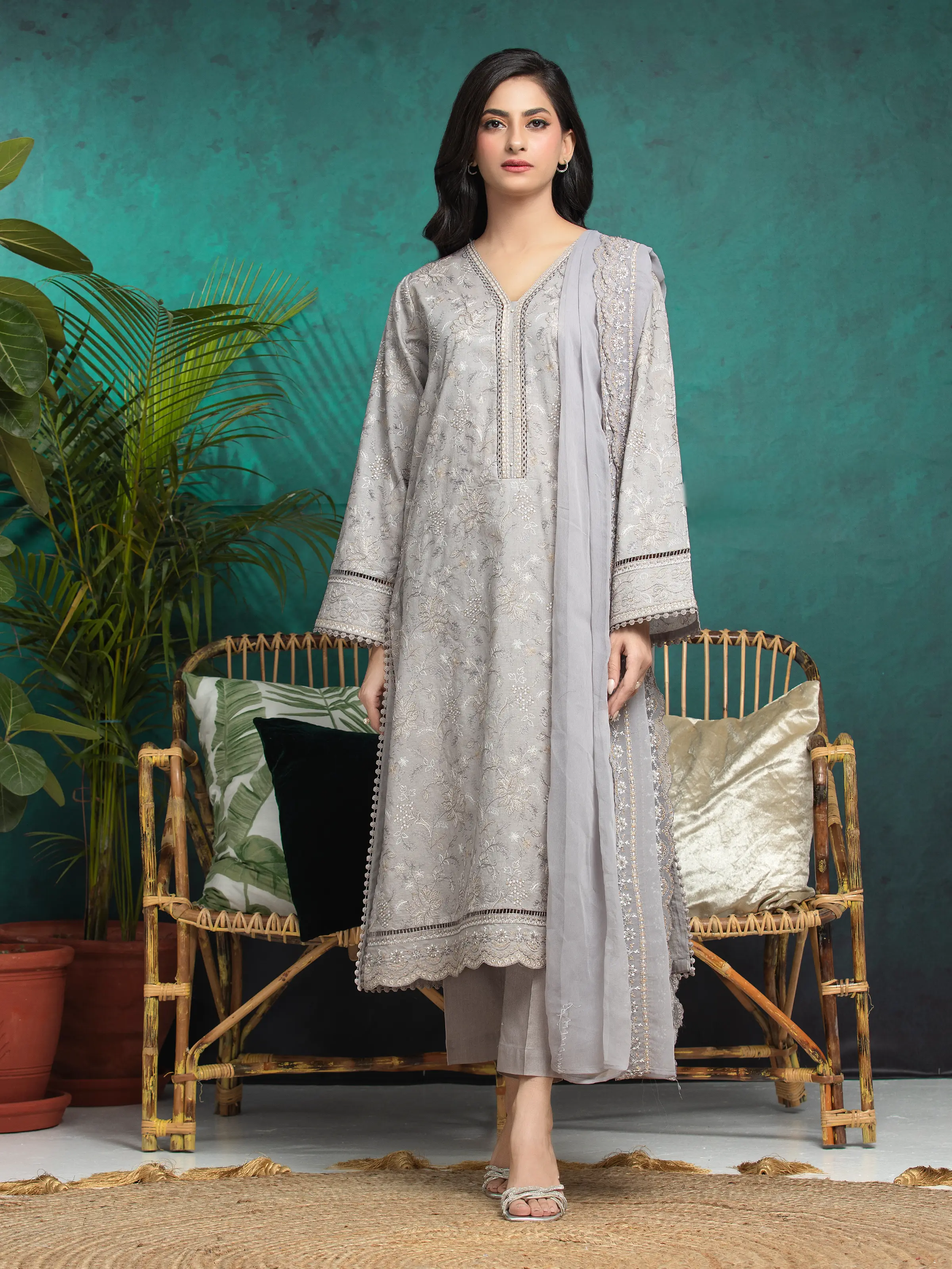 Embroidered Cambric Suit - EWU24V2-31014-3P