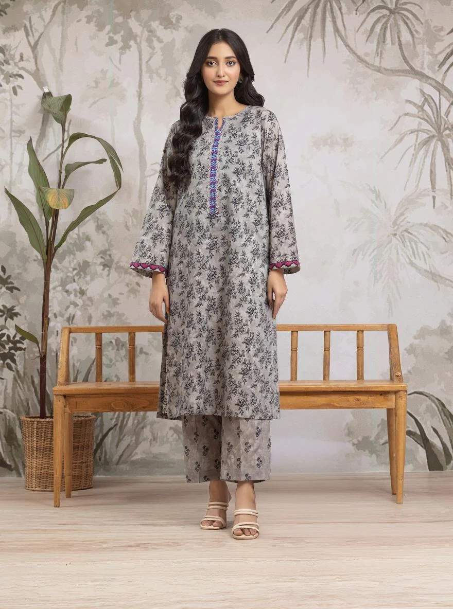 Printed Khaddar Shirt Trouser - EWU24M2-170ST