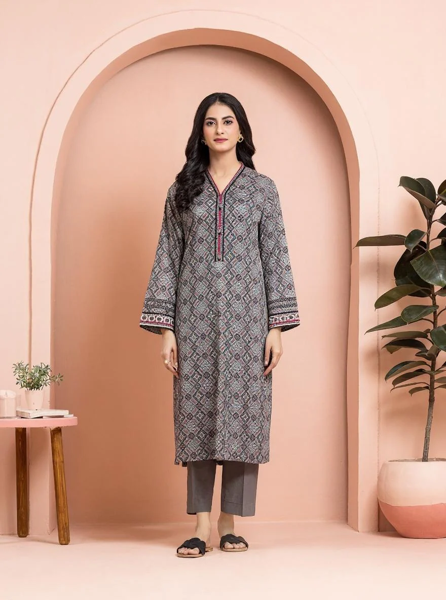 Printed Khaddar Shirt Trouser - EWU24M3-098ST