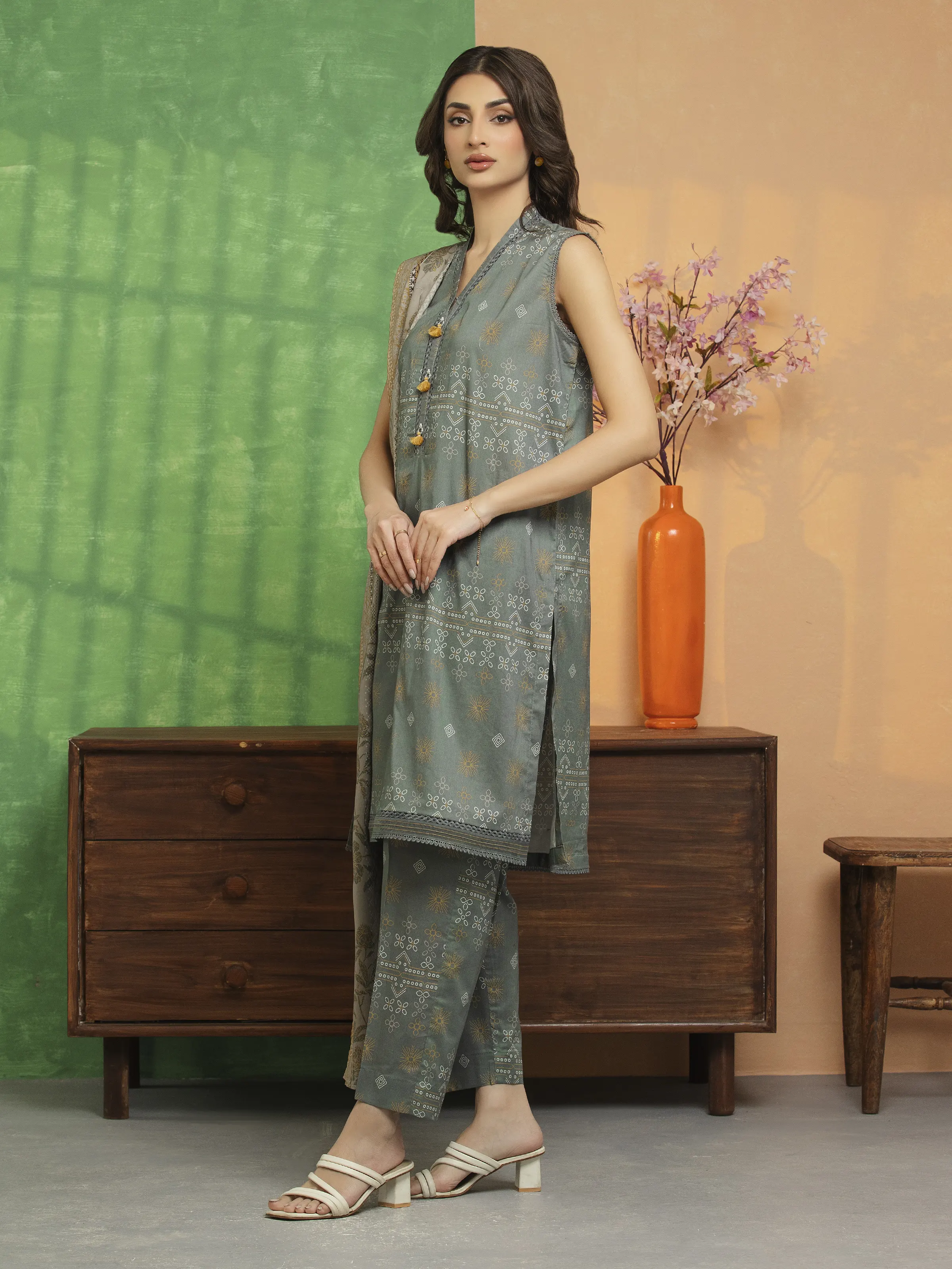 Printed Lawn Suit - EWU5A1-35633-3P - Image 3
