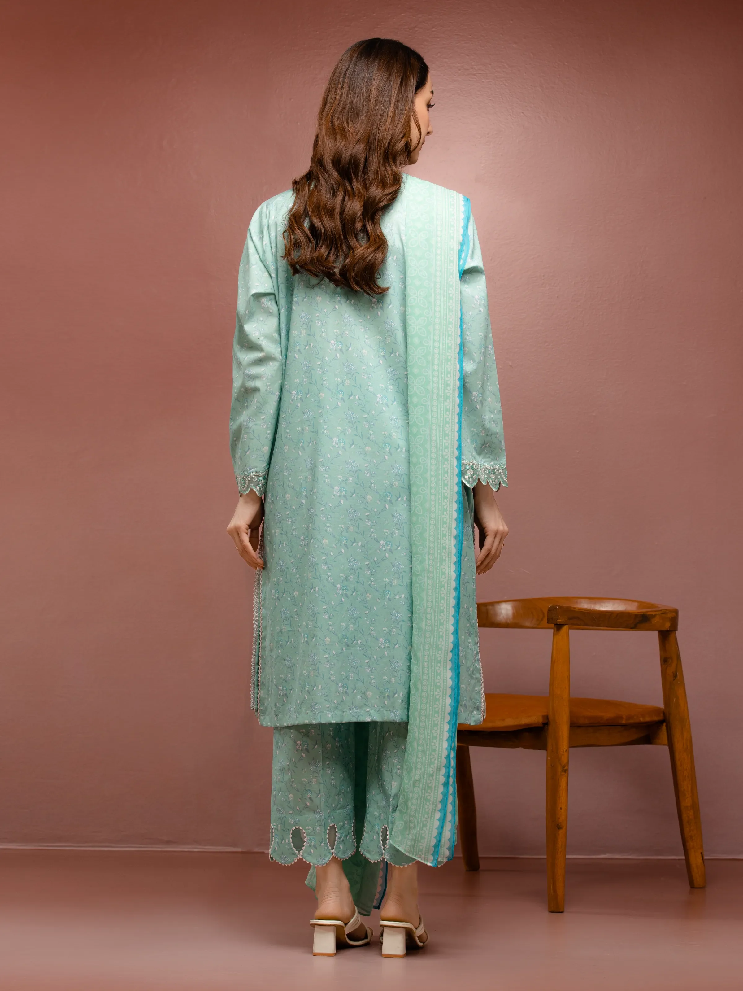 Embroidered Cambric Suit - EWU5V2-31075-3P - Image 2