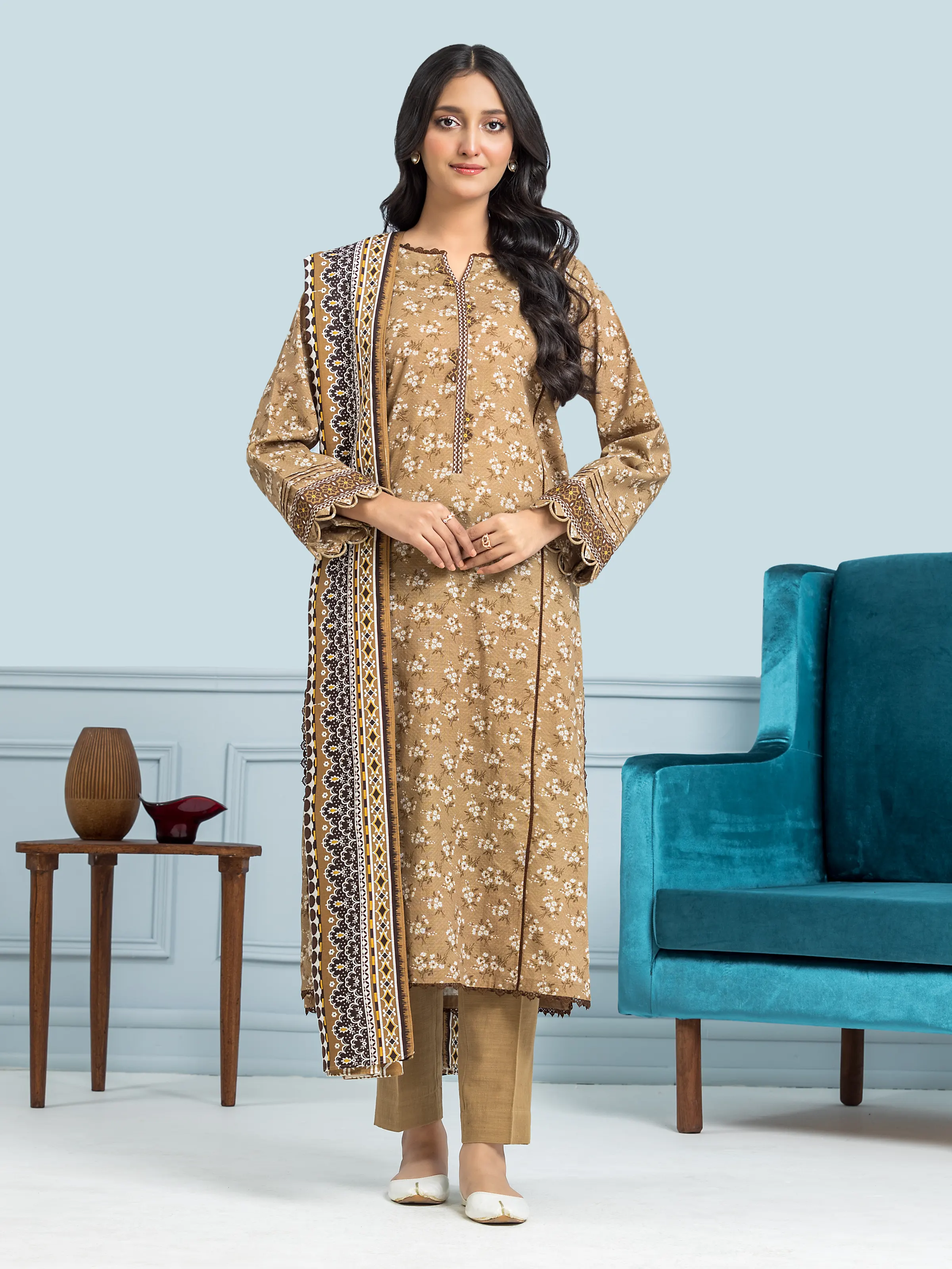 Printed Khaddar Suit - EWU24A3-29310-3P