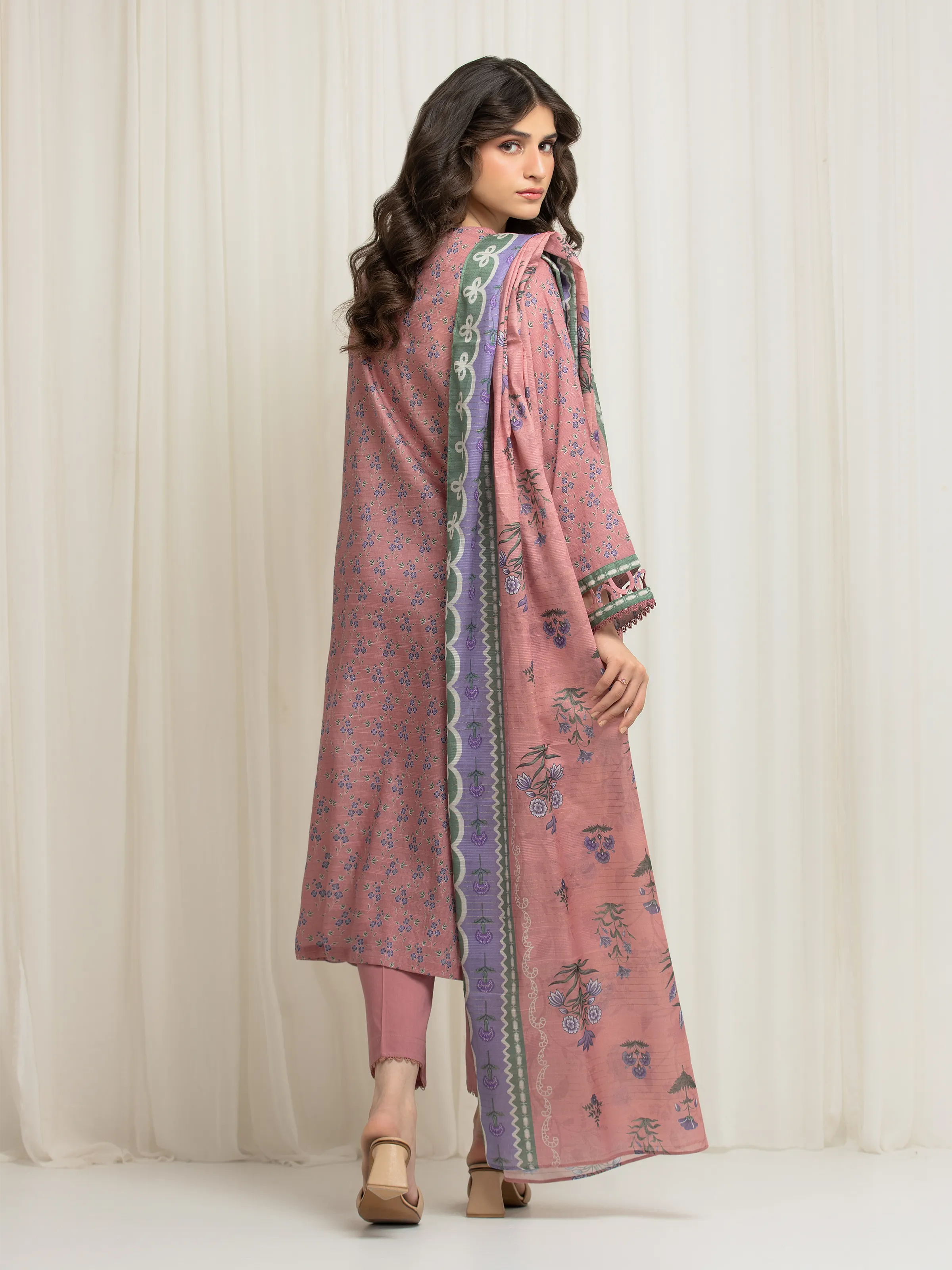 Printed Zari Lawn Suit - EWU6M6-041-3P - Image 6
