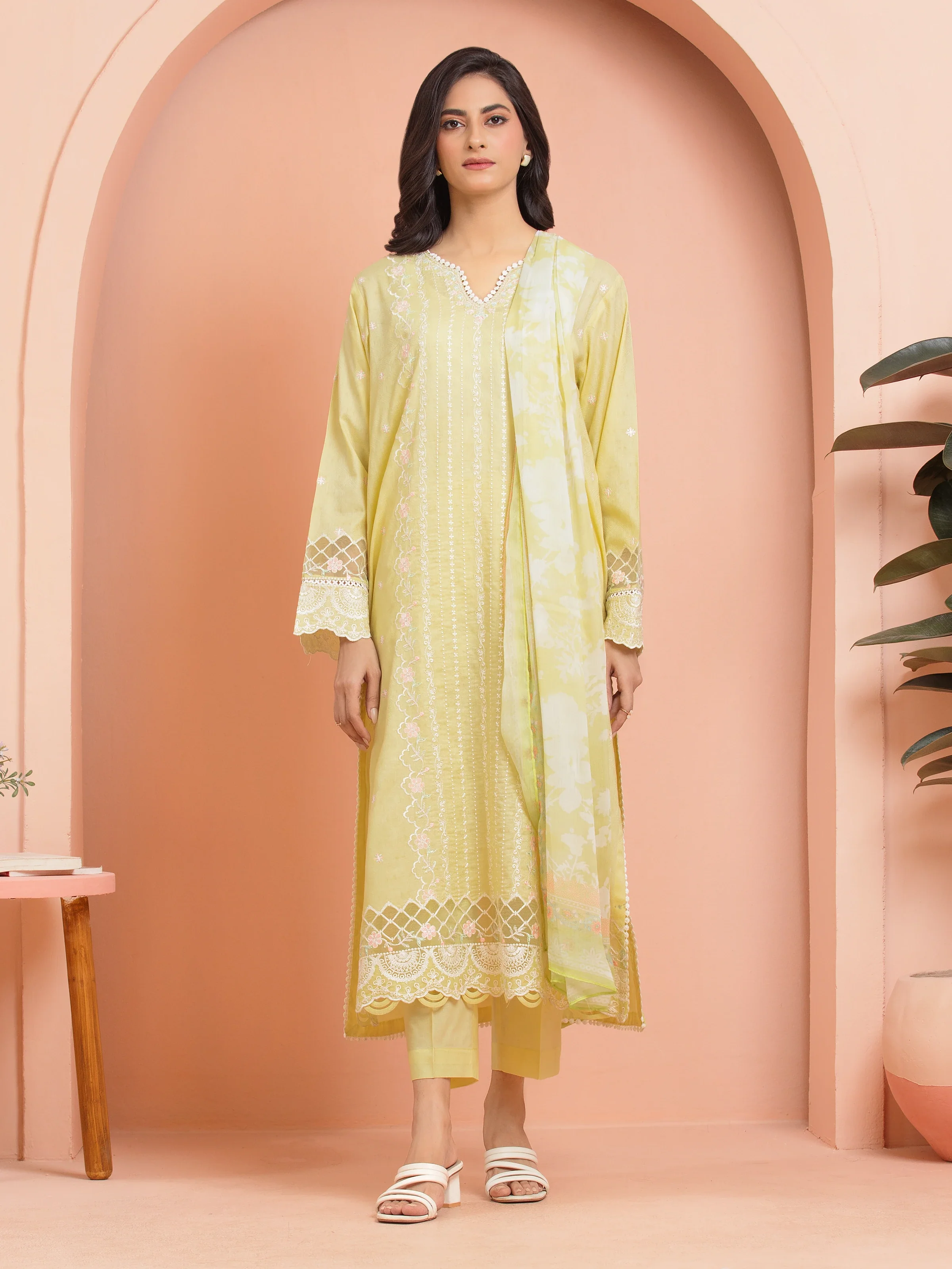 Embroidered Dobby Suit - EWU5V7-30267-3P