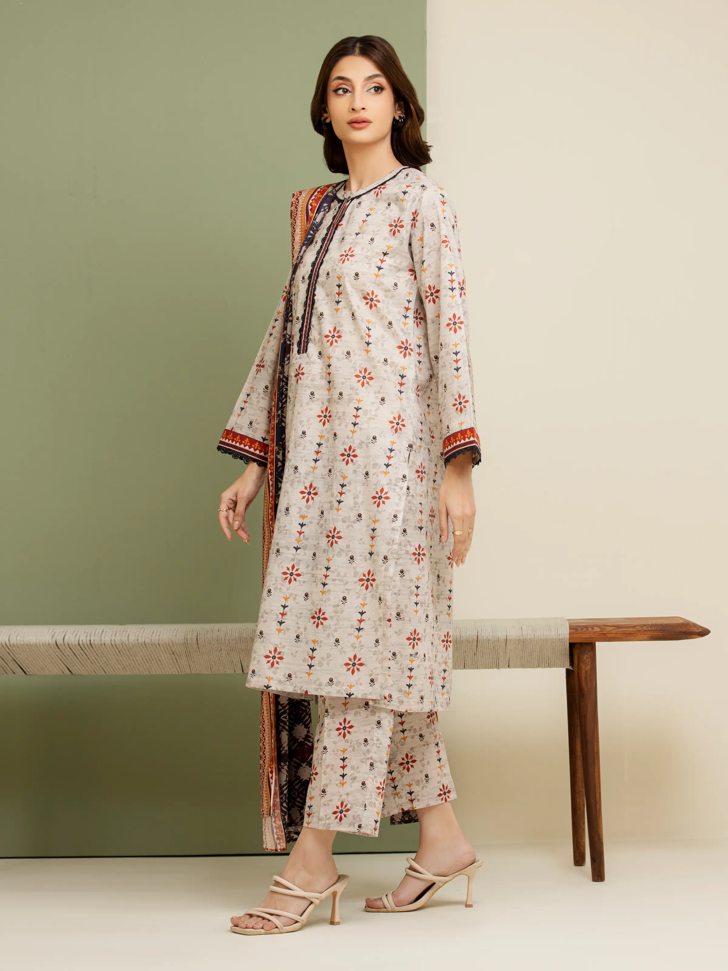 Printed Lawn Suit - EWU5A1-35148-3P - Image 3