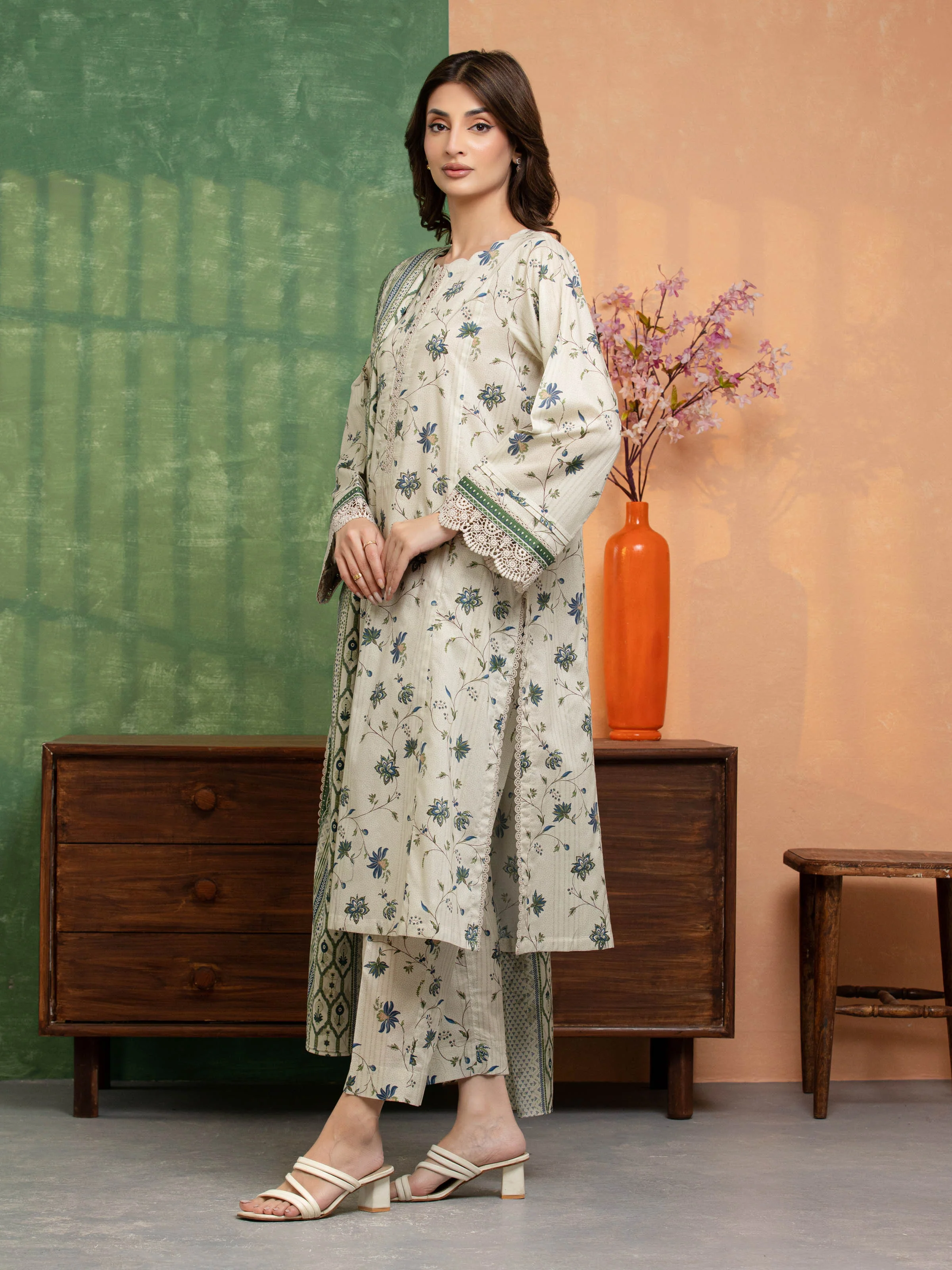 Printed Lawn Suit - EWU5A1-35671-3P - Image 5