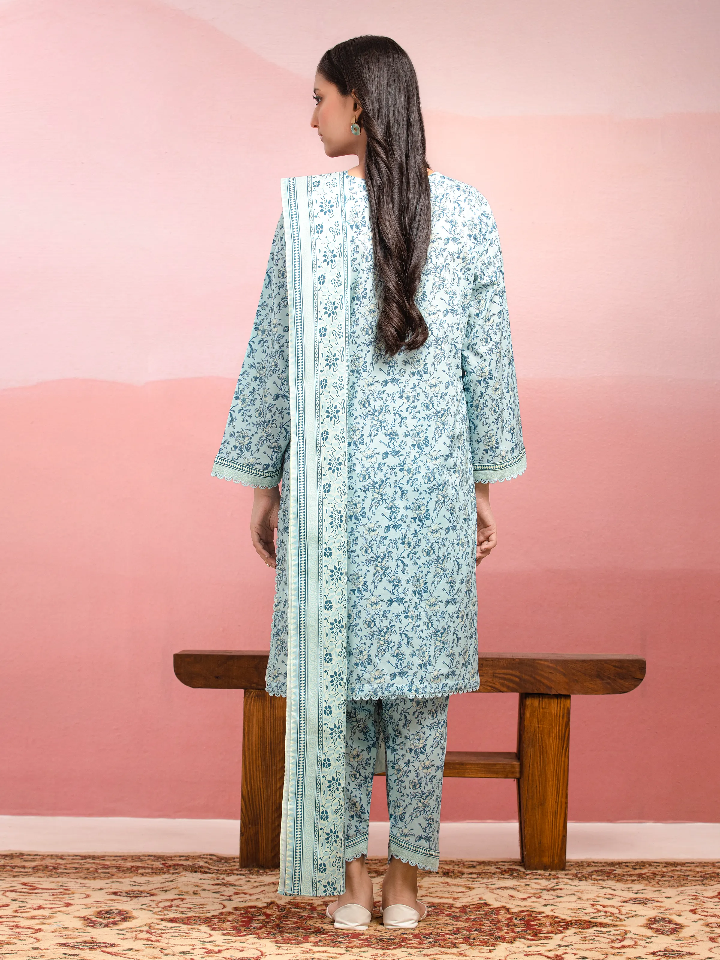 Printed Lawn Suit - EWU5A1-35107-3P - Image 2