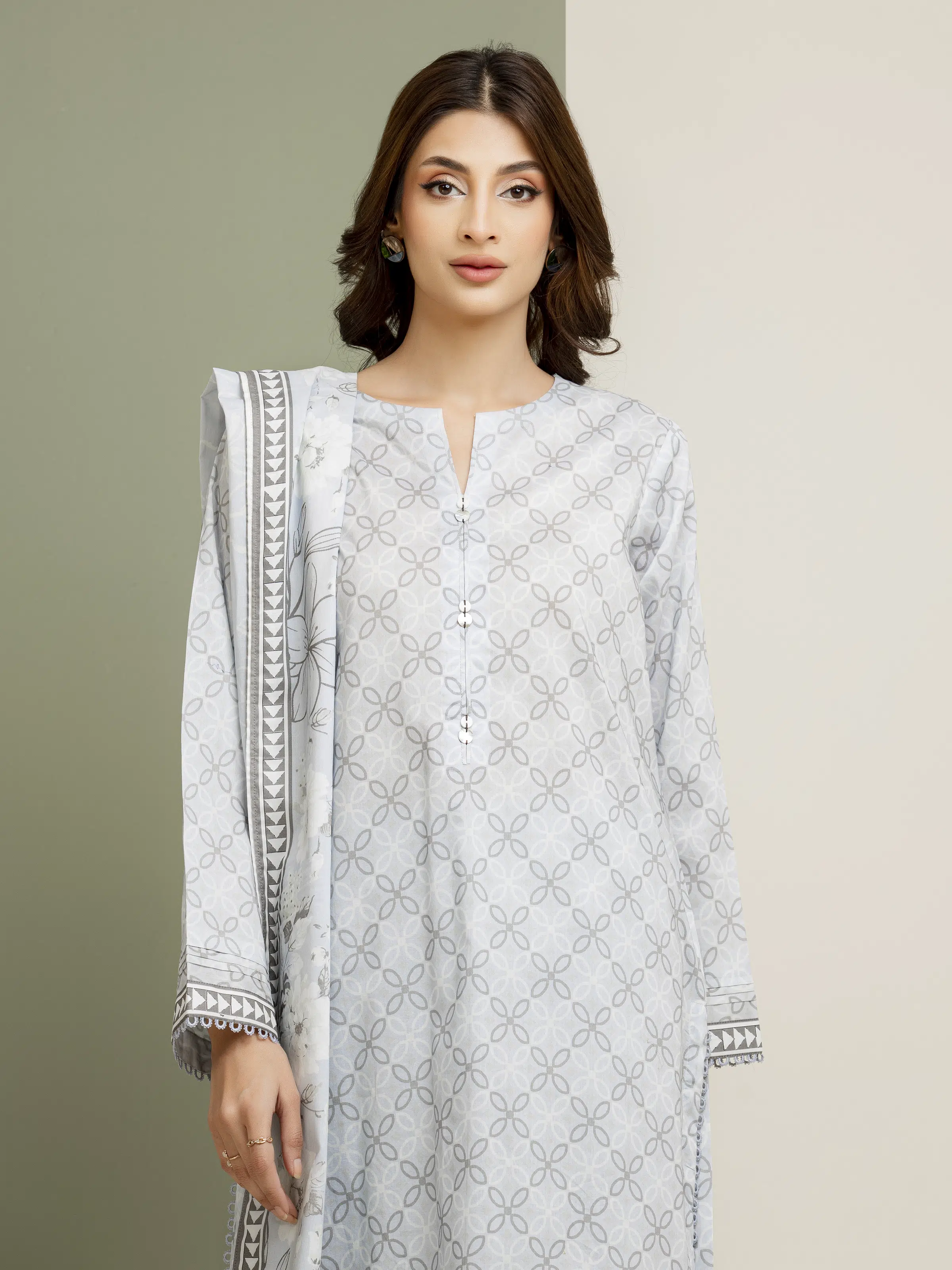 Printed Lawn Suit - EWU5A1-35158-3P - Image 2