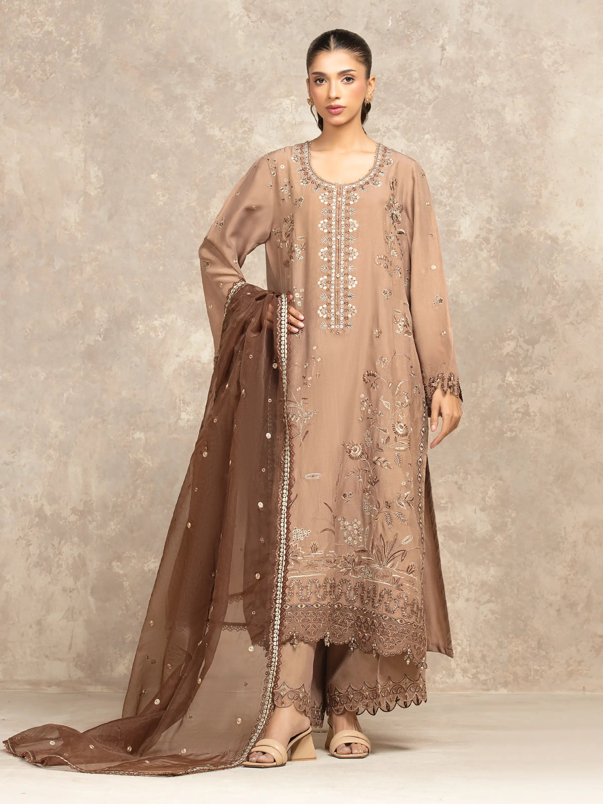 Embroidered Viscose Suit - EWU5V19-32049-3P