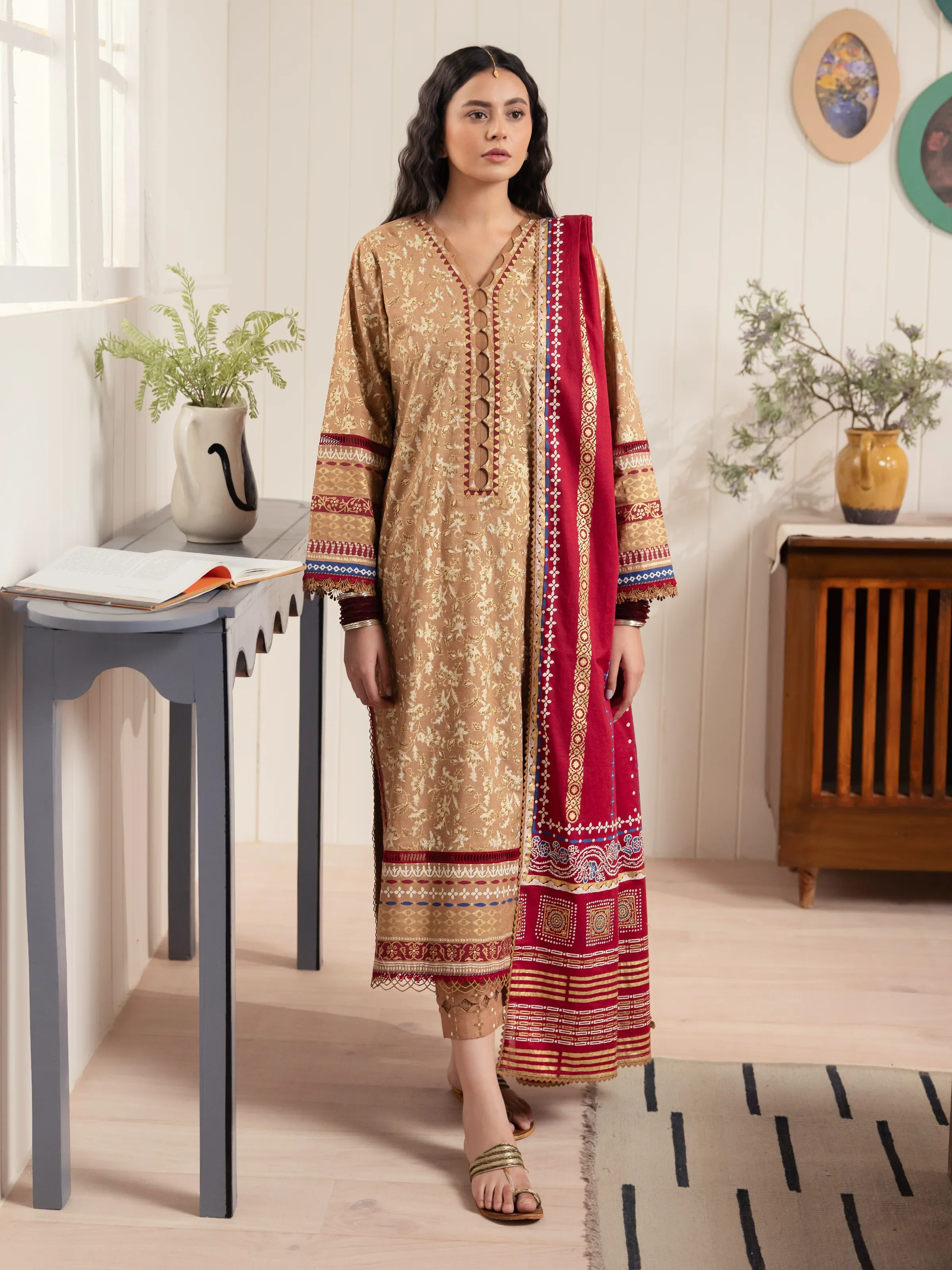 Block Print Cambric Suit - EWU24M1-047