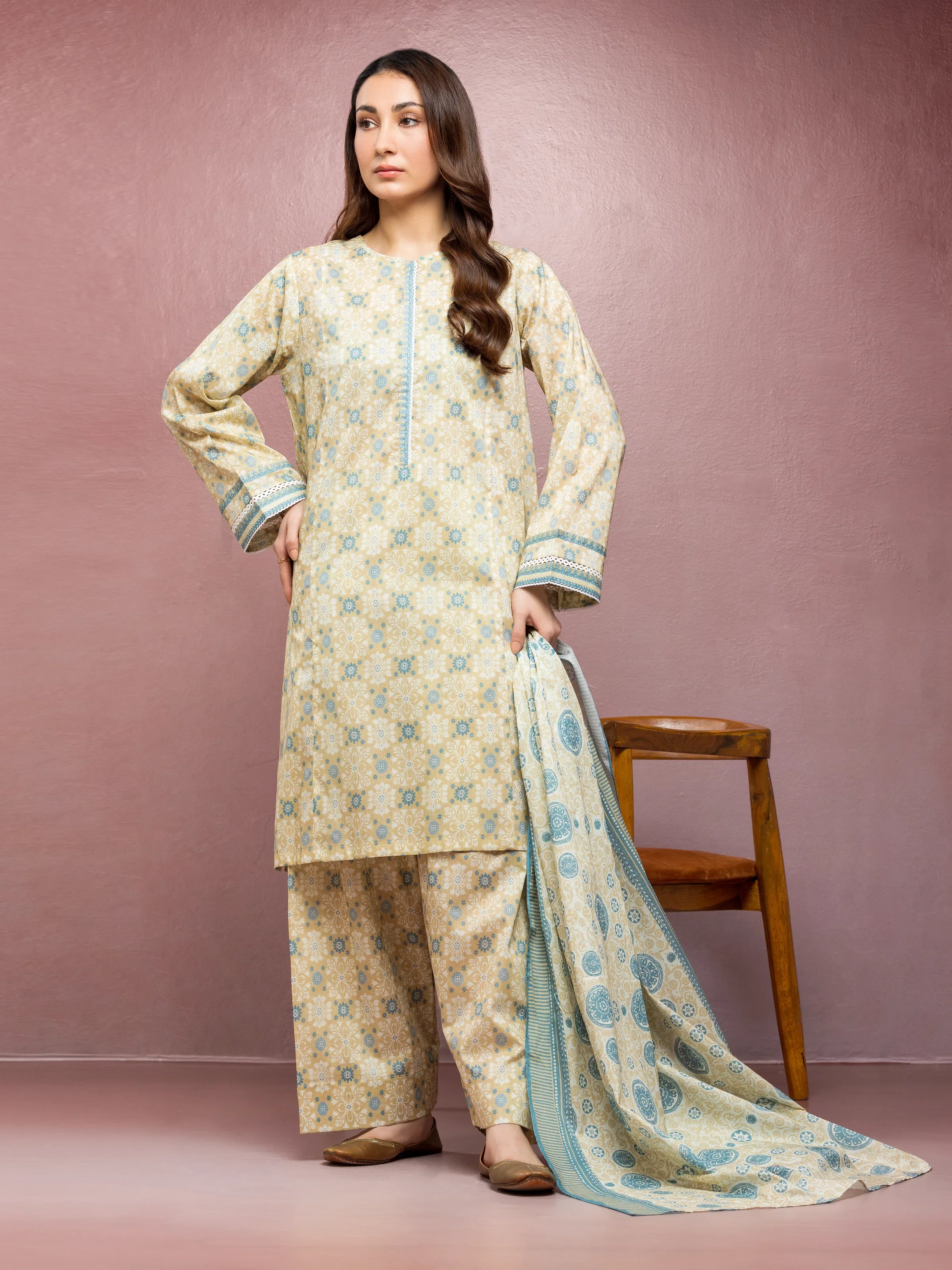 Printed Lawn Suit - EWU5A1-35108-3P