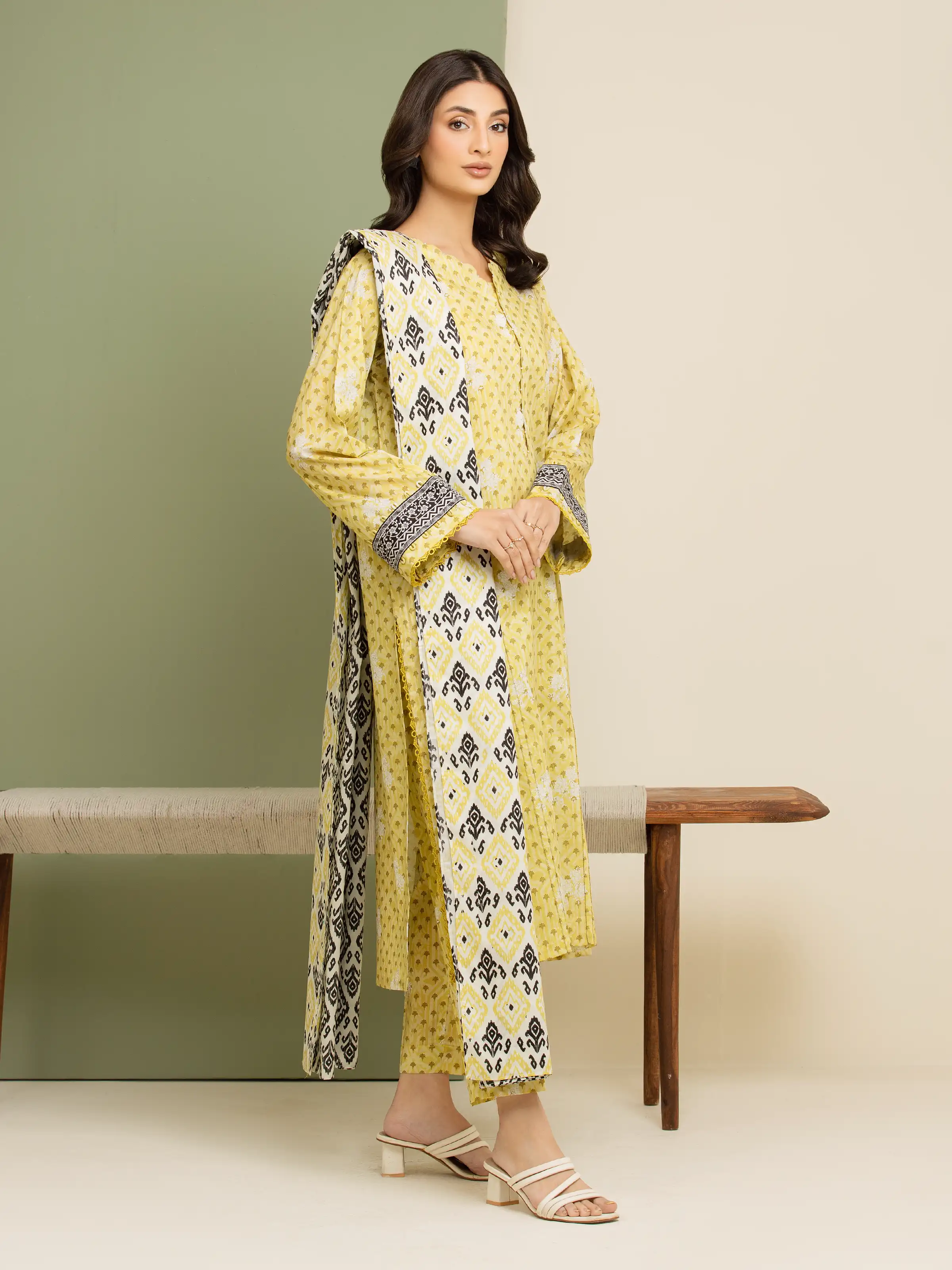 Printed Lawn Suit - EWU5A1-35091-3P - Image 3