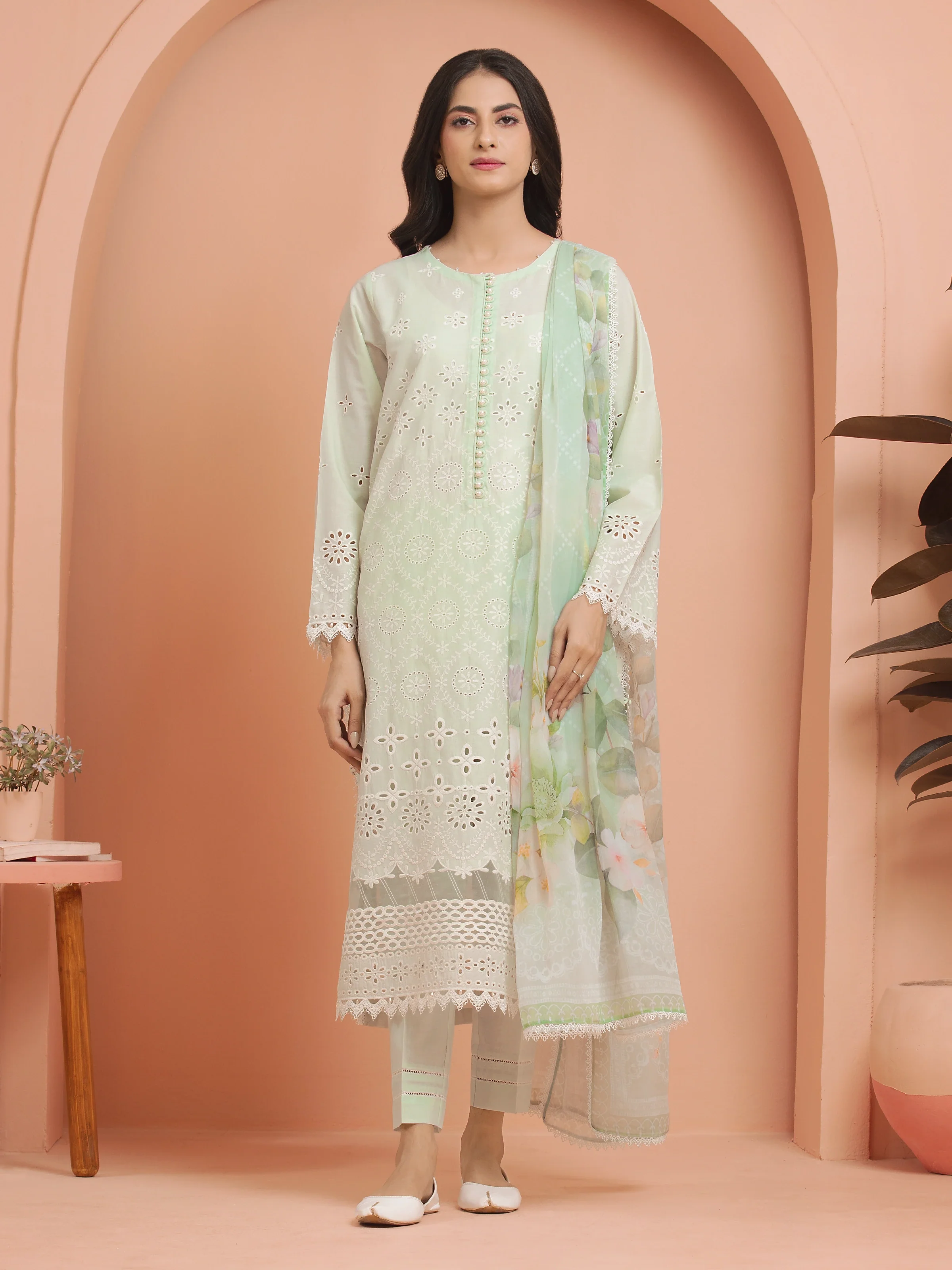 Embroidered Cambric Suit - EWU24V2-30387-3P