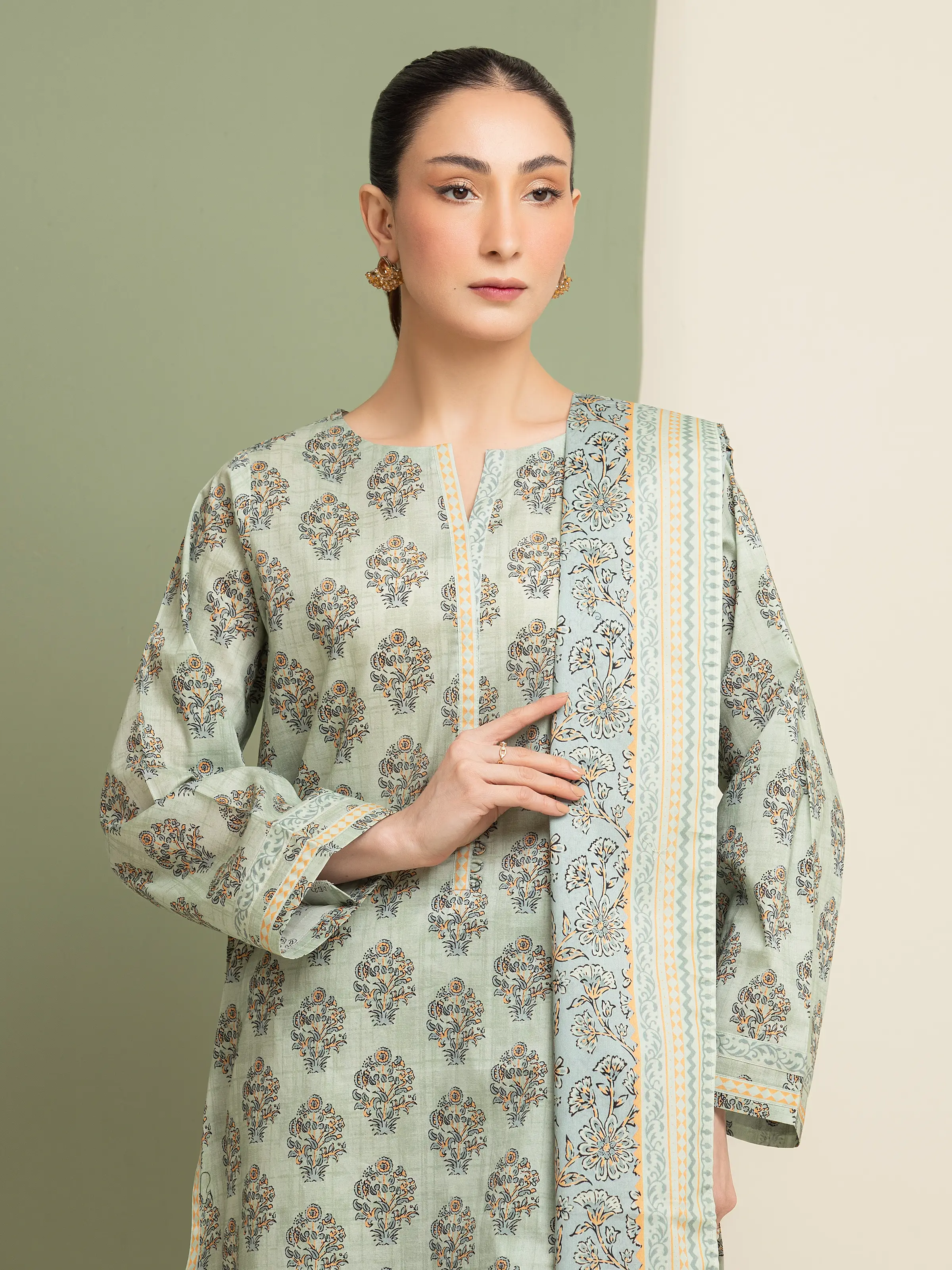 Printed Lawn Suit - EWU5A1-35120-3P - Image 4