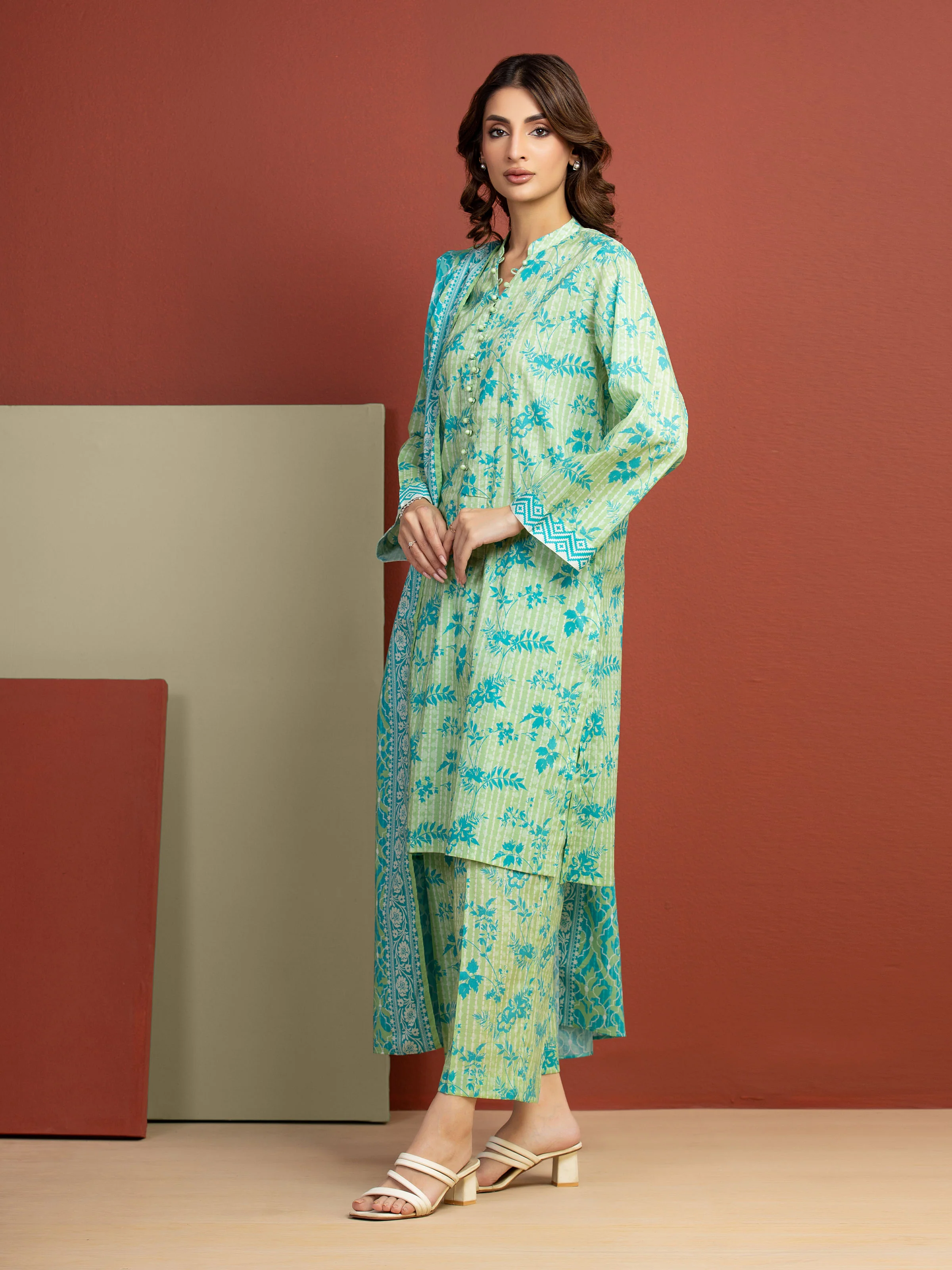 Printed Lawn Suit - EWU5A1-35299-3P - Image 5