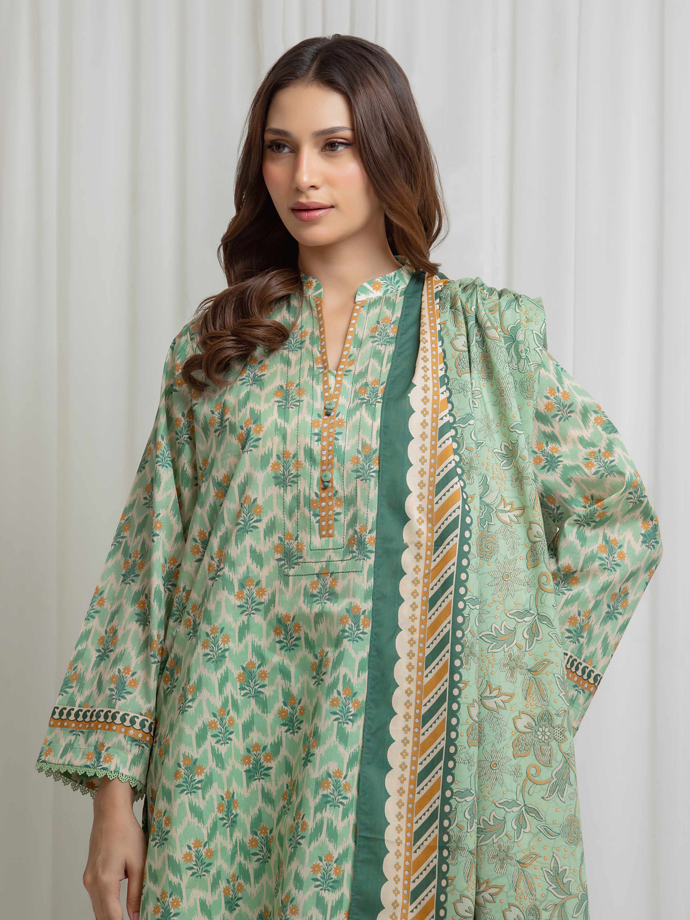 Printed Lawn Suit - EWU6A1-36688-3P - Image 2