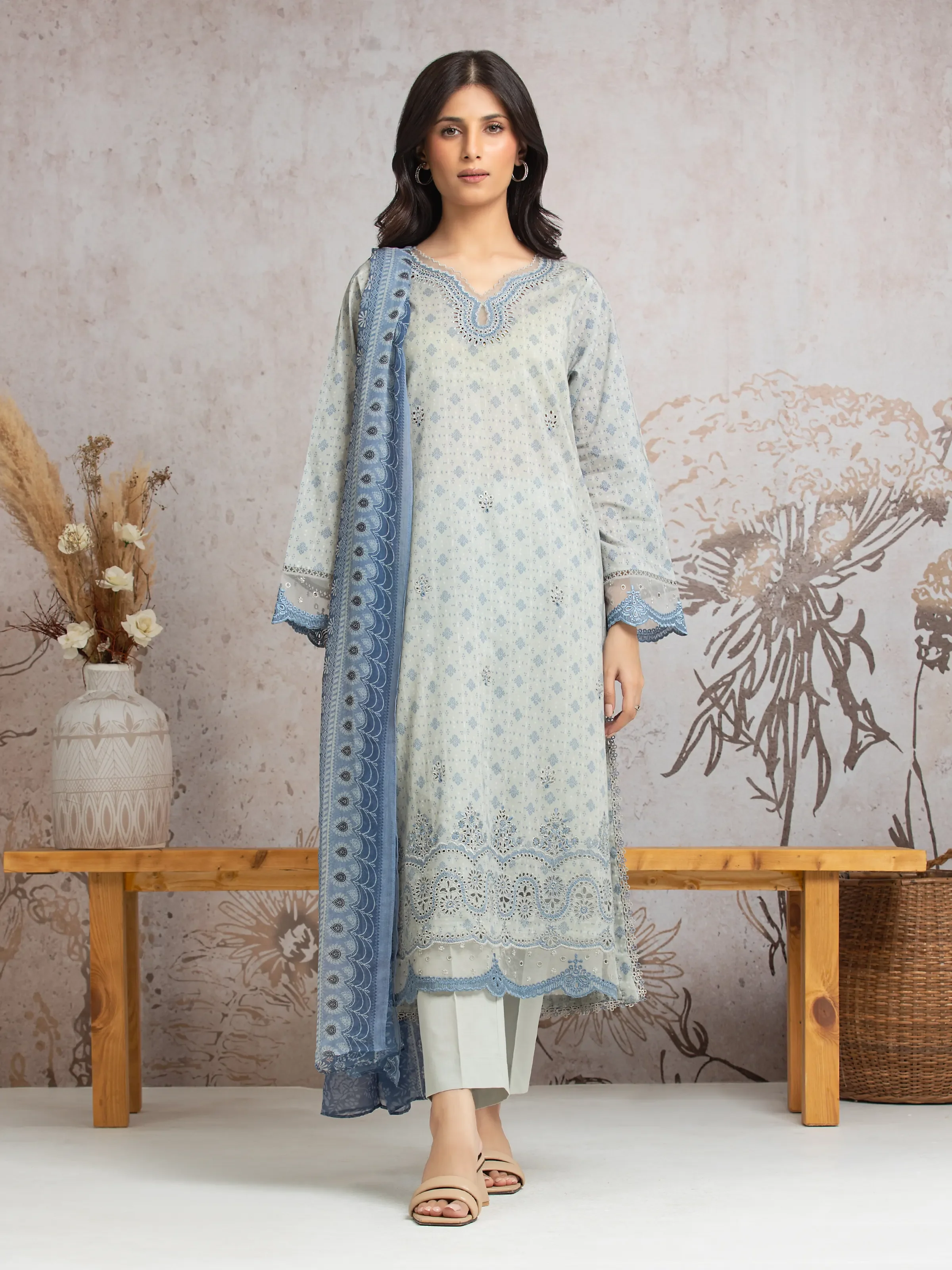 Embroidered Cambric Suit - EWU24V2-30025-3P