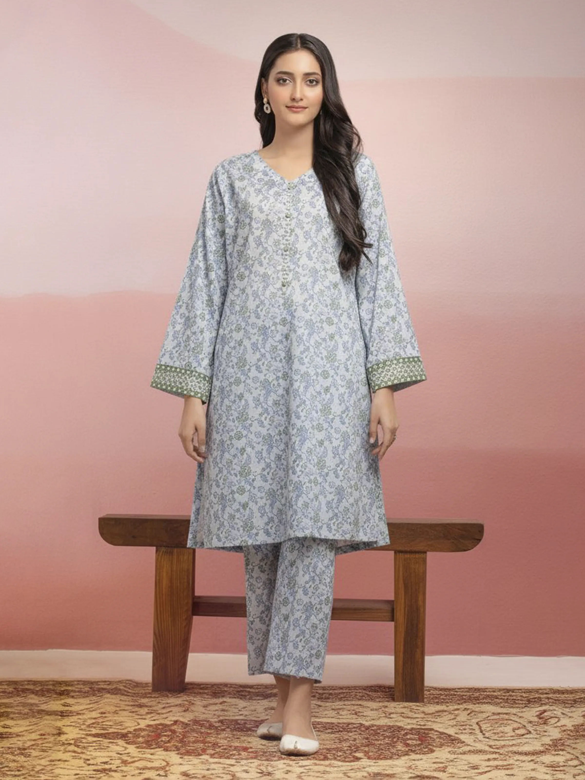 Unstitched Printed Lawn Shirt Trouser - EWU5A1-35117ST