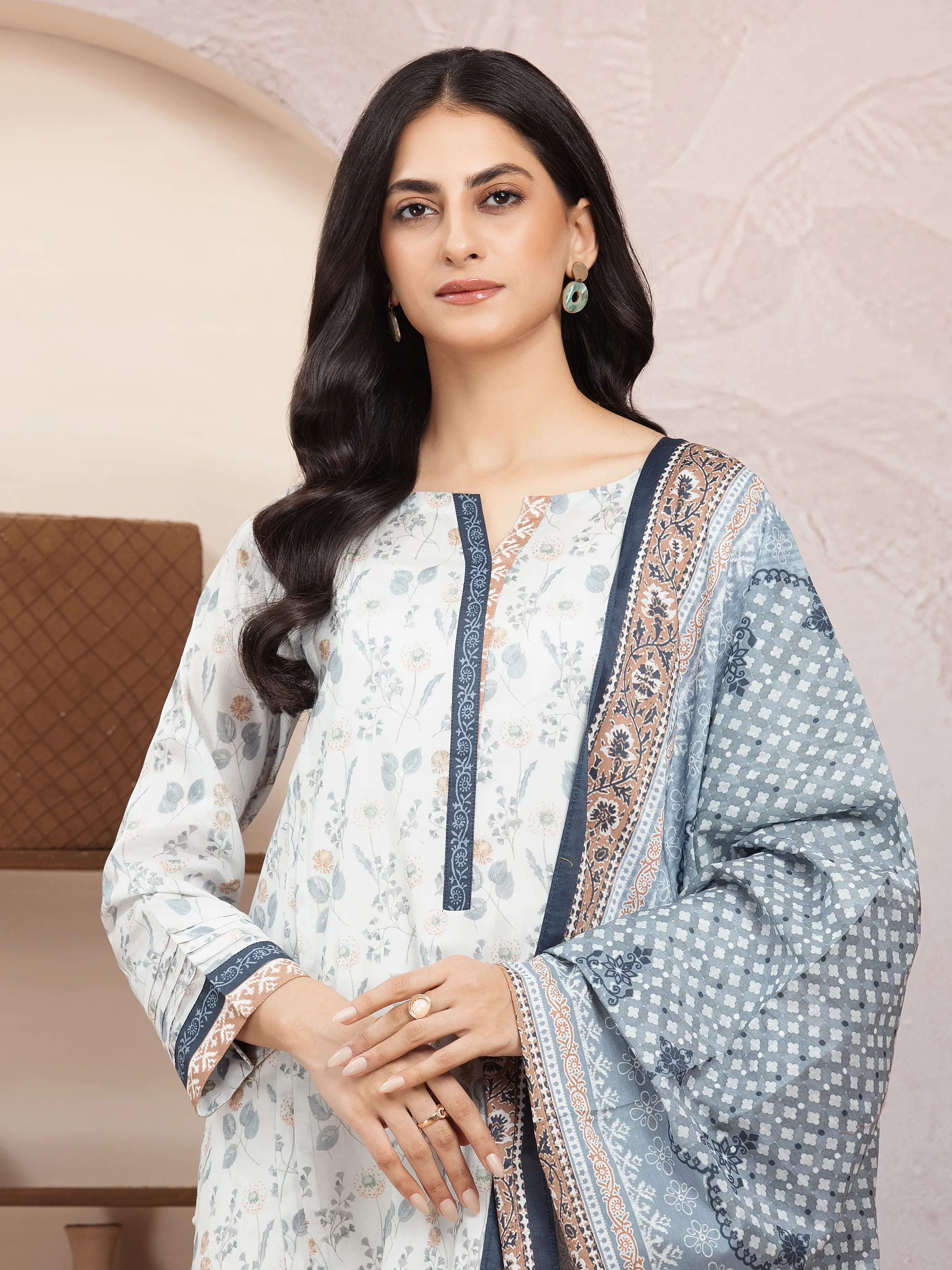 Printed Lawn Suit - EWU5A1-35207-3P - Image 3