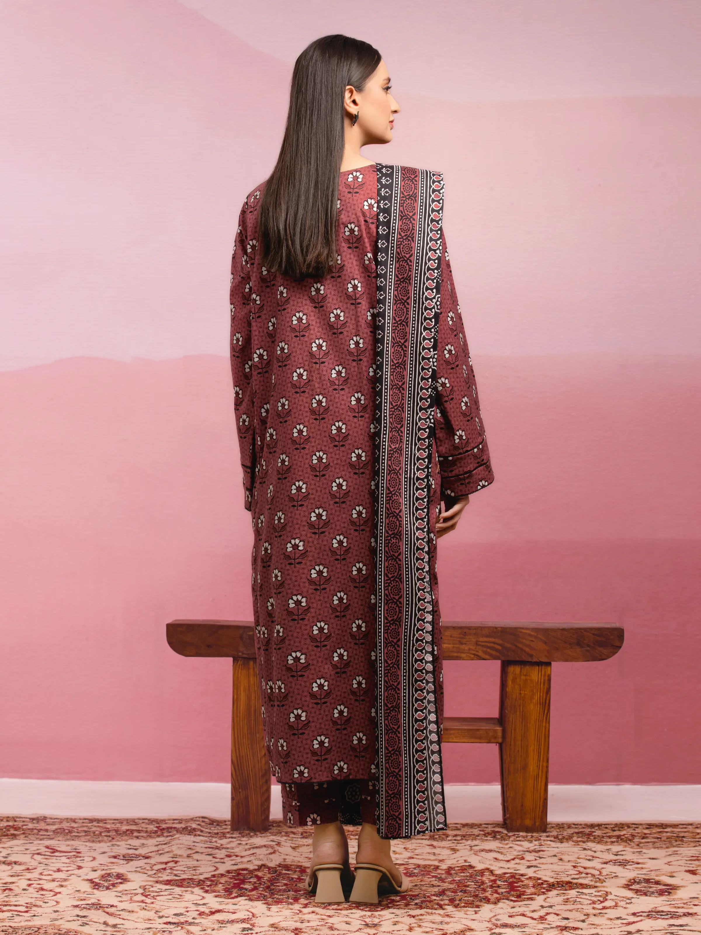 Printed Lawn Suit - EWU5A1-35056-3P - Image 2