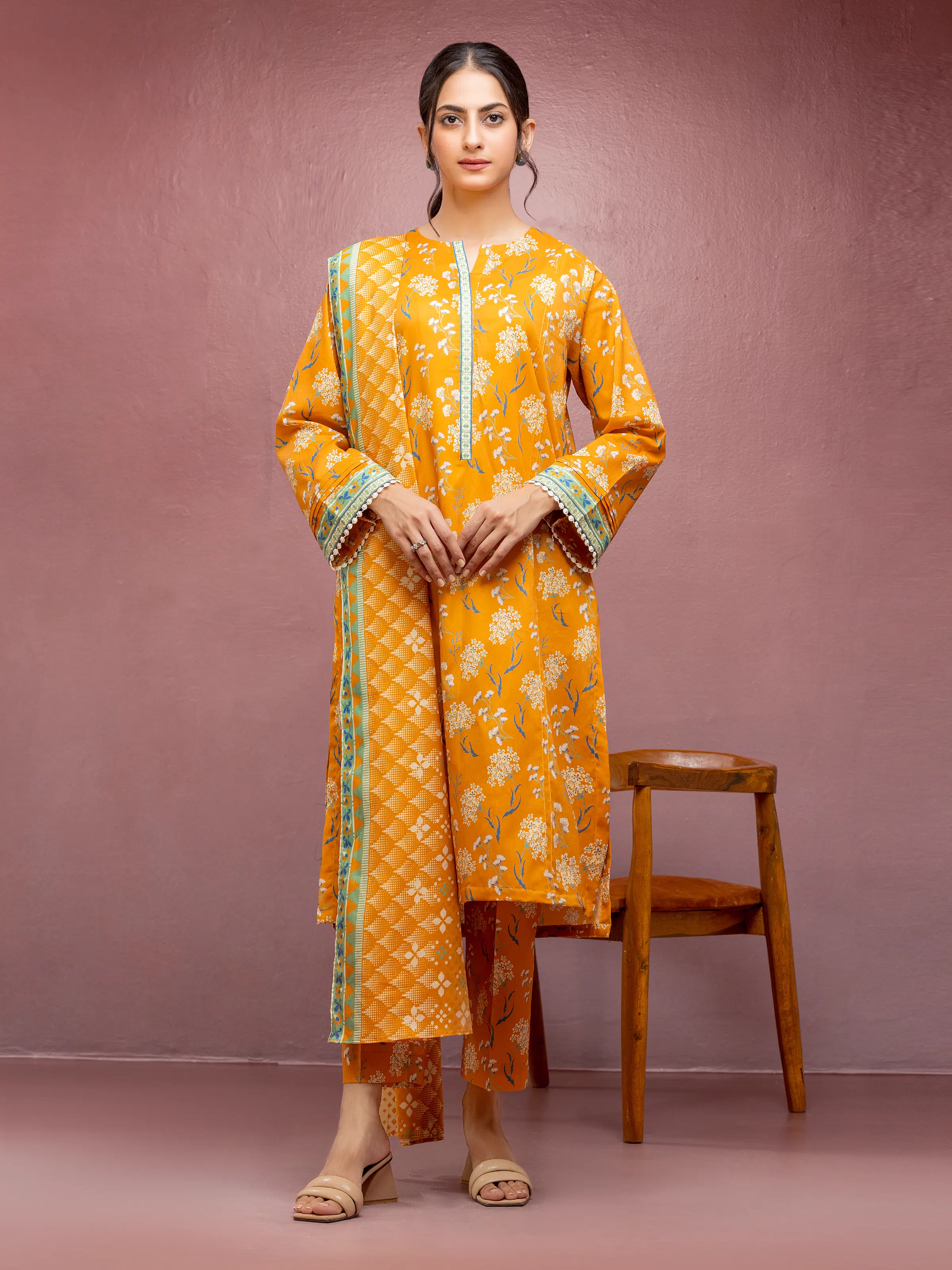 Printed Lawn Suit - EWU5A1-35080-3P