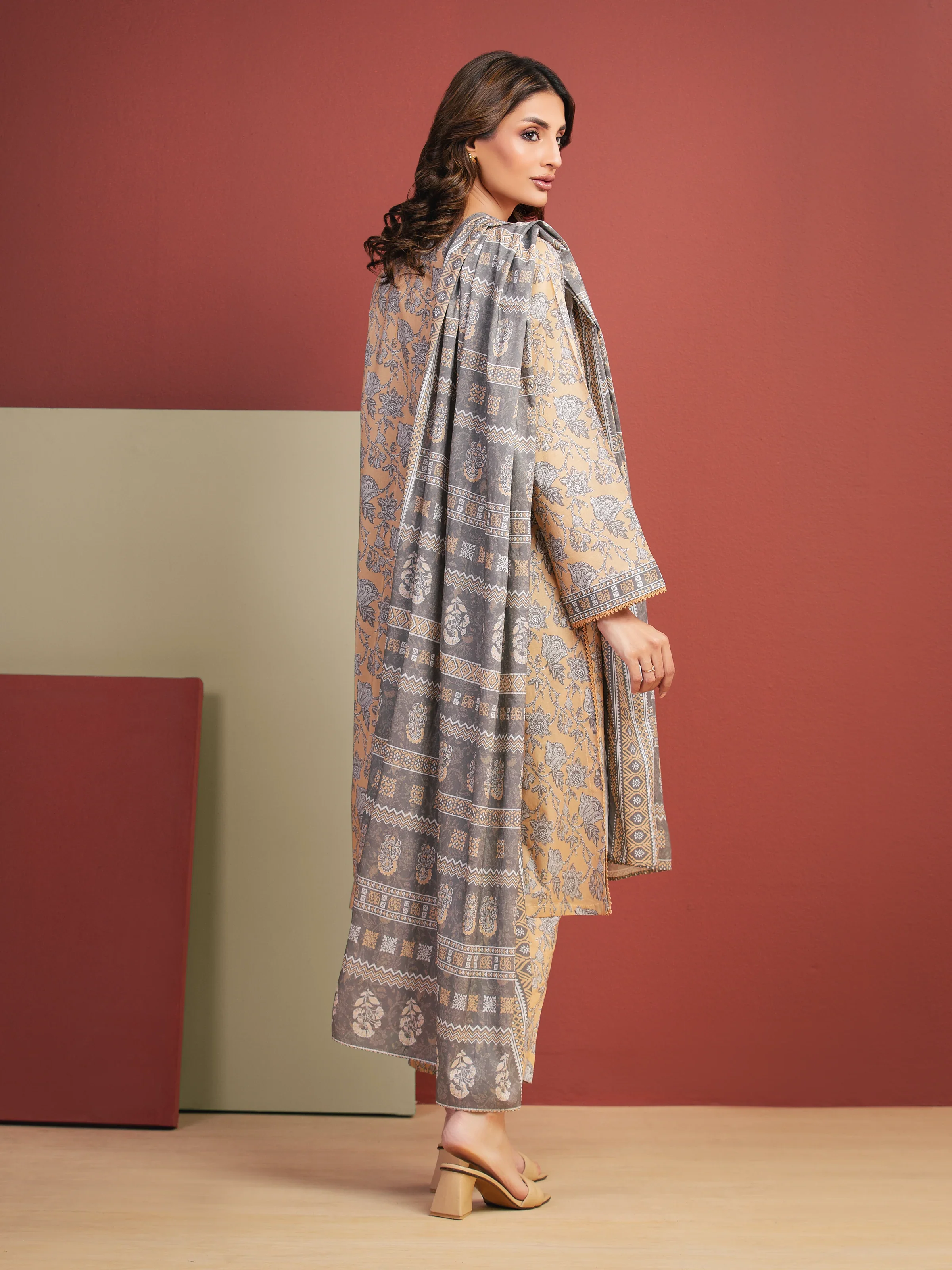 Printed Lawn Suit - EWU5A1-35327-3P - Image 6