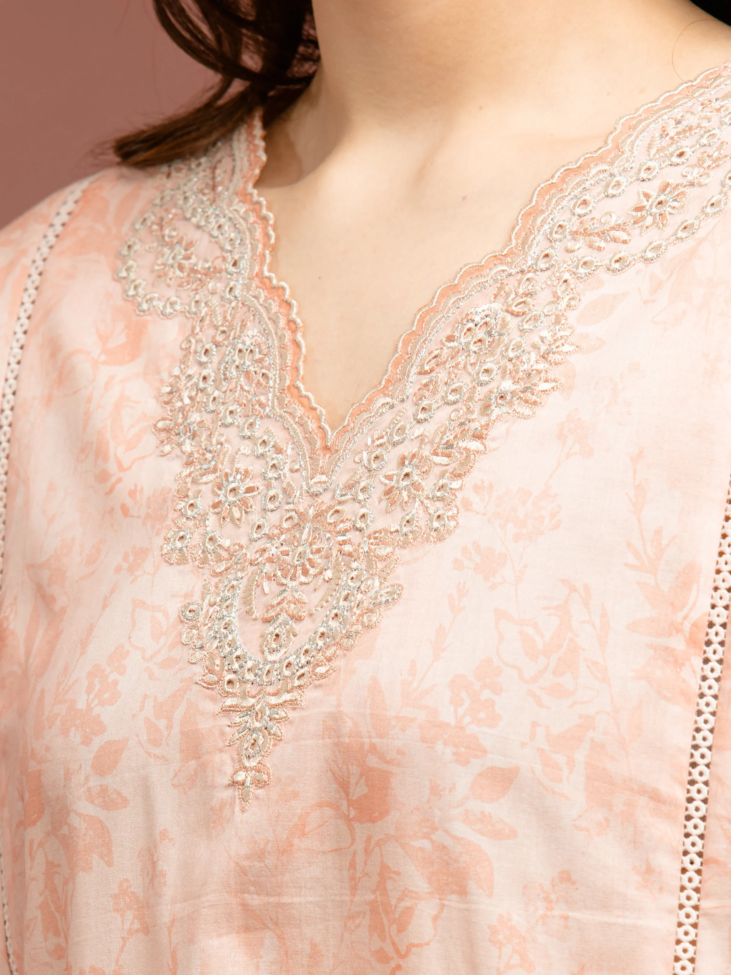 Embroidered Cambric Suit - EWU5V2-31053-3P - Image 4